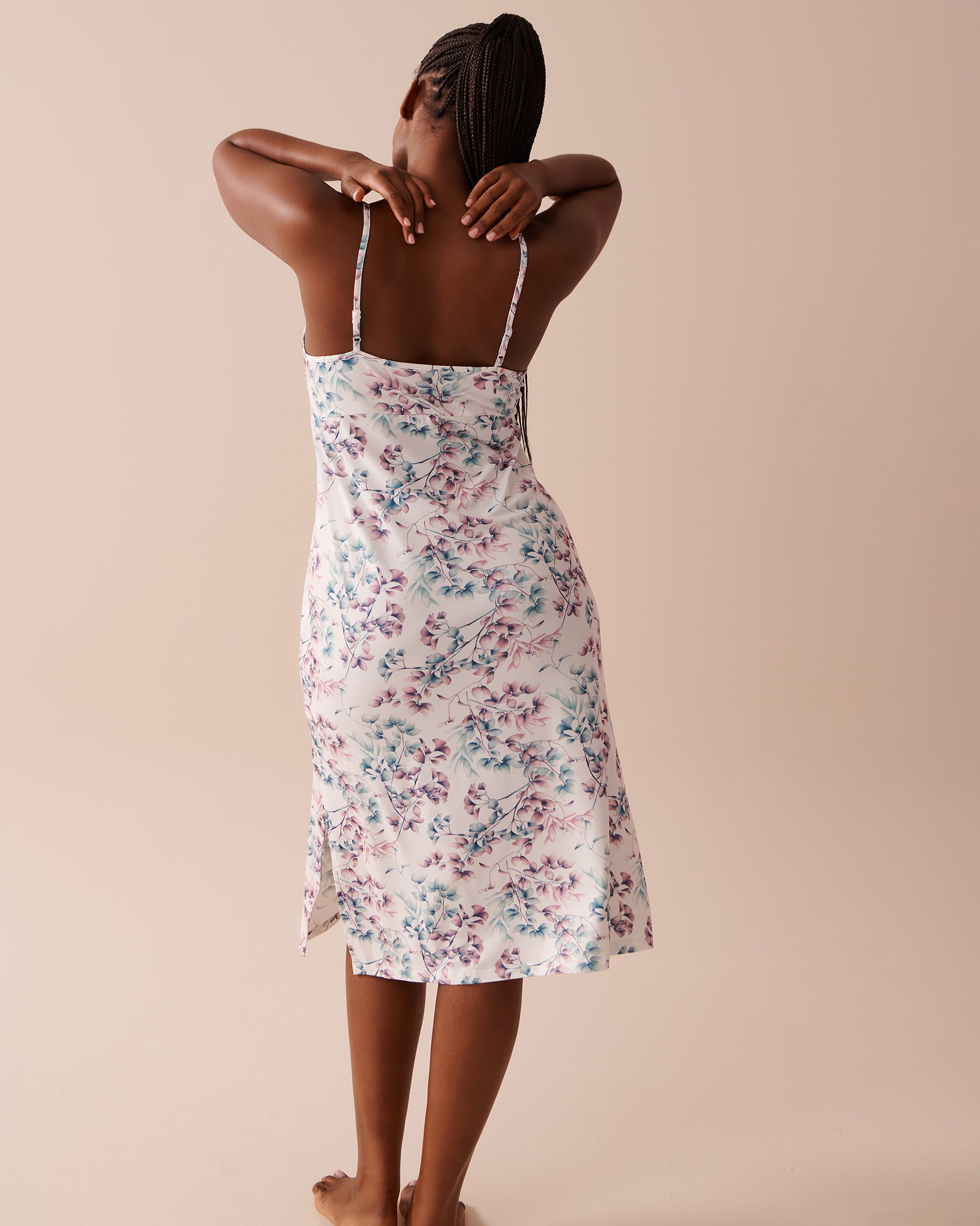 LA VIE EN ROSE Nuisette longue ultra douce à imprimé bucolique Branches bucoliques 40500336 - View2