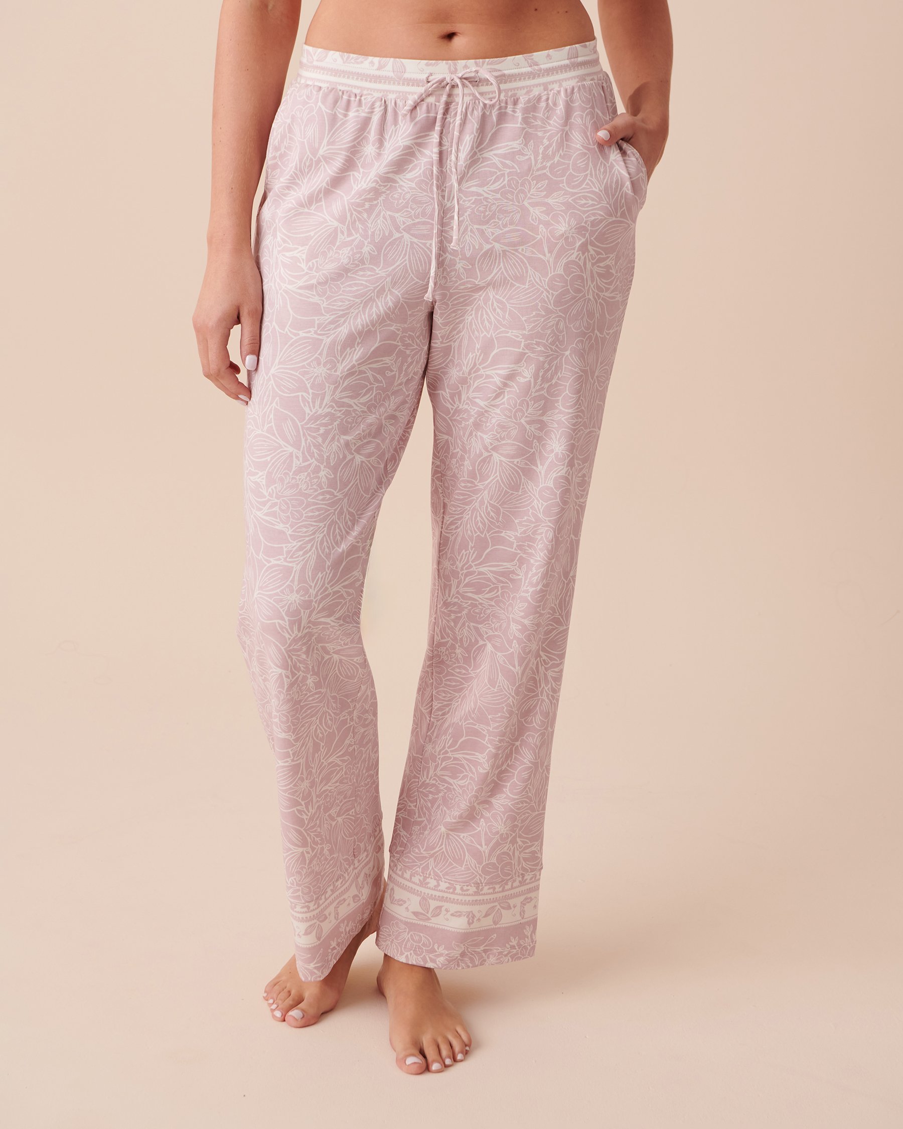 LA VIE EN ROSE Floral Straight Leg Pants Dusty Rose Floral 40200545 - View1