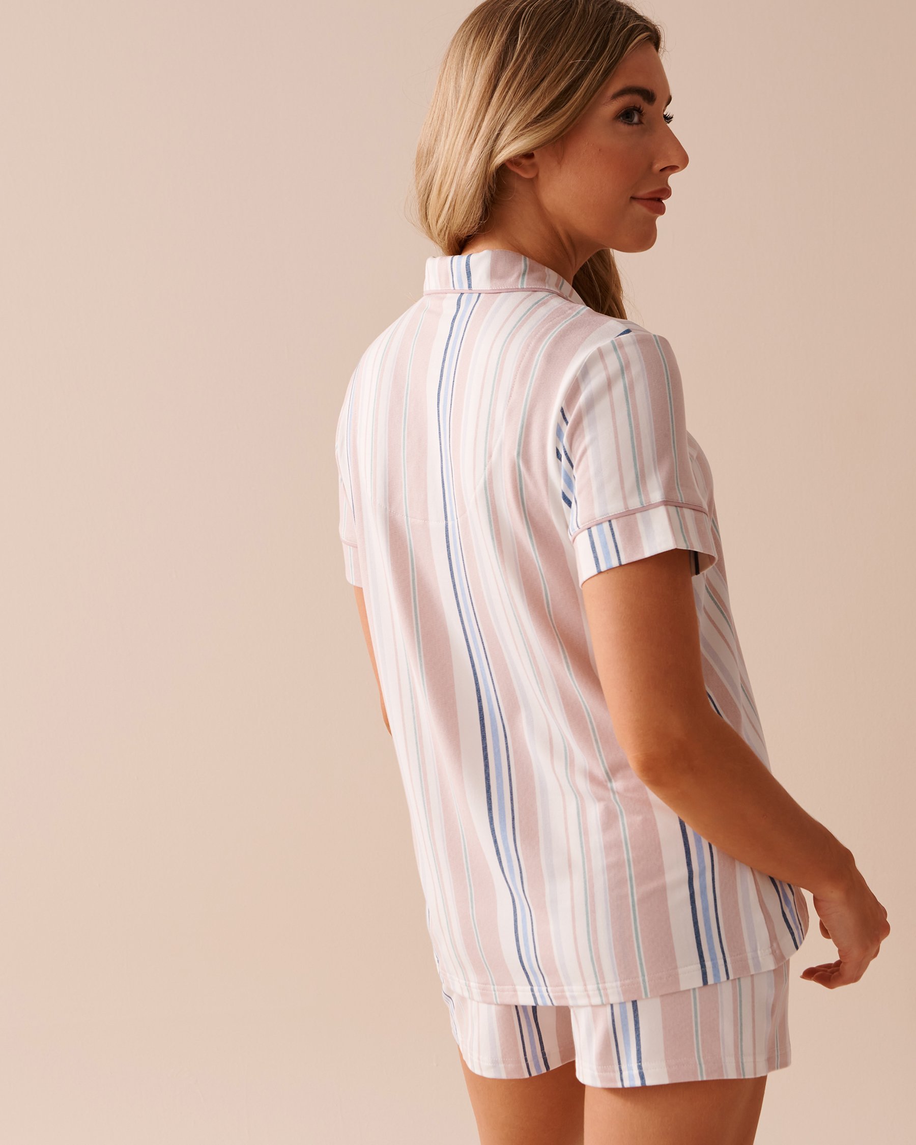 LA VIE EN ROSE Pastel Stripes Super Soft Button-down Shirt Pastel Stripes 40100558 - View5