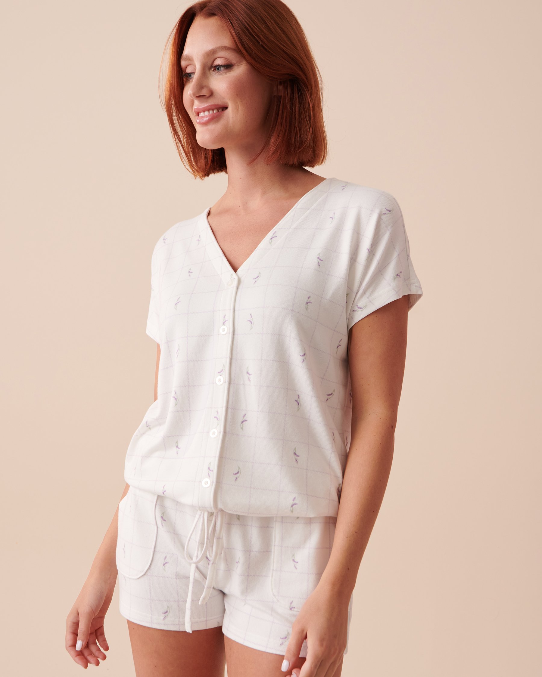 LA VIE EN ROSE Recycled Fibers Lavender Plaid Button-down Shirt Lavender Plaid 40100551 - View3