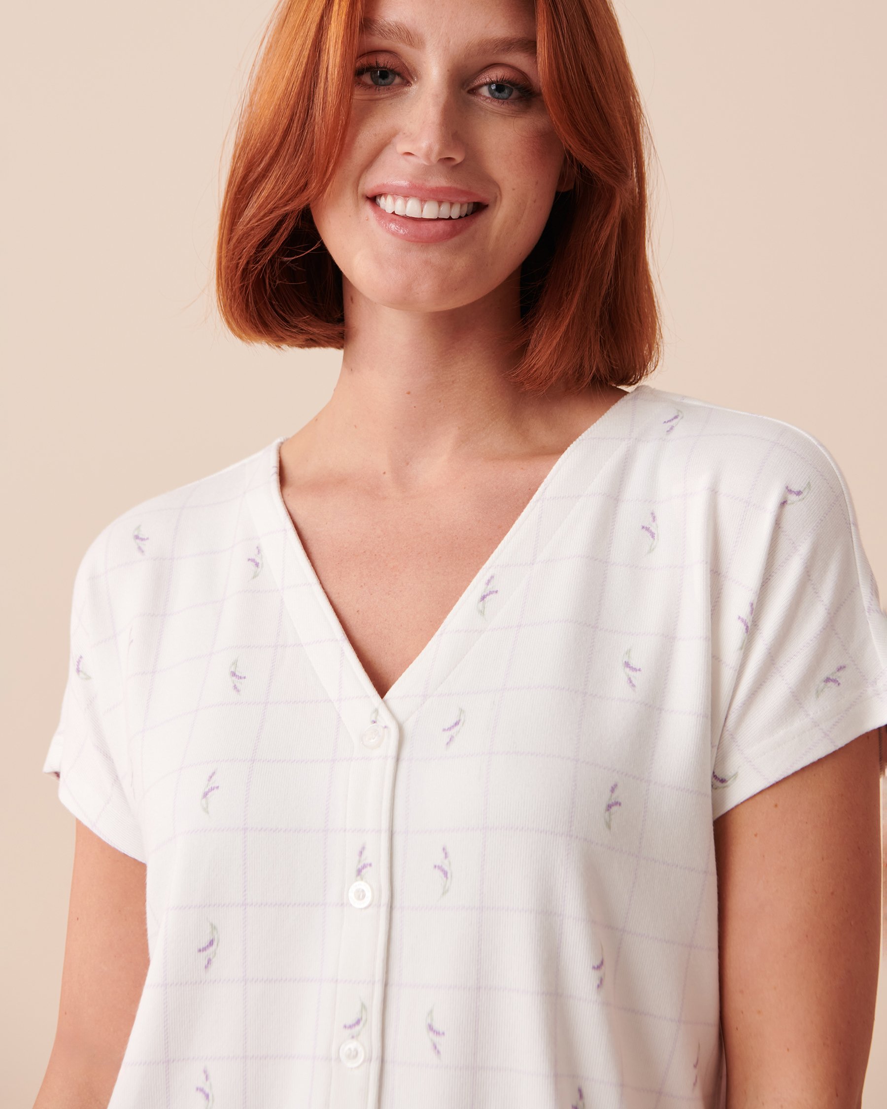 LA VIE EN ROSE Recycled Fibers Lavender Plaid Button-down Shirt Lavender Plaid 40100551 - View4