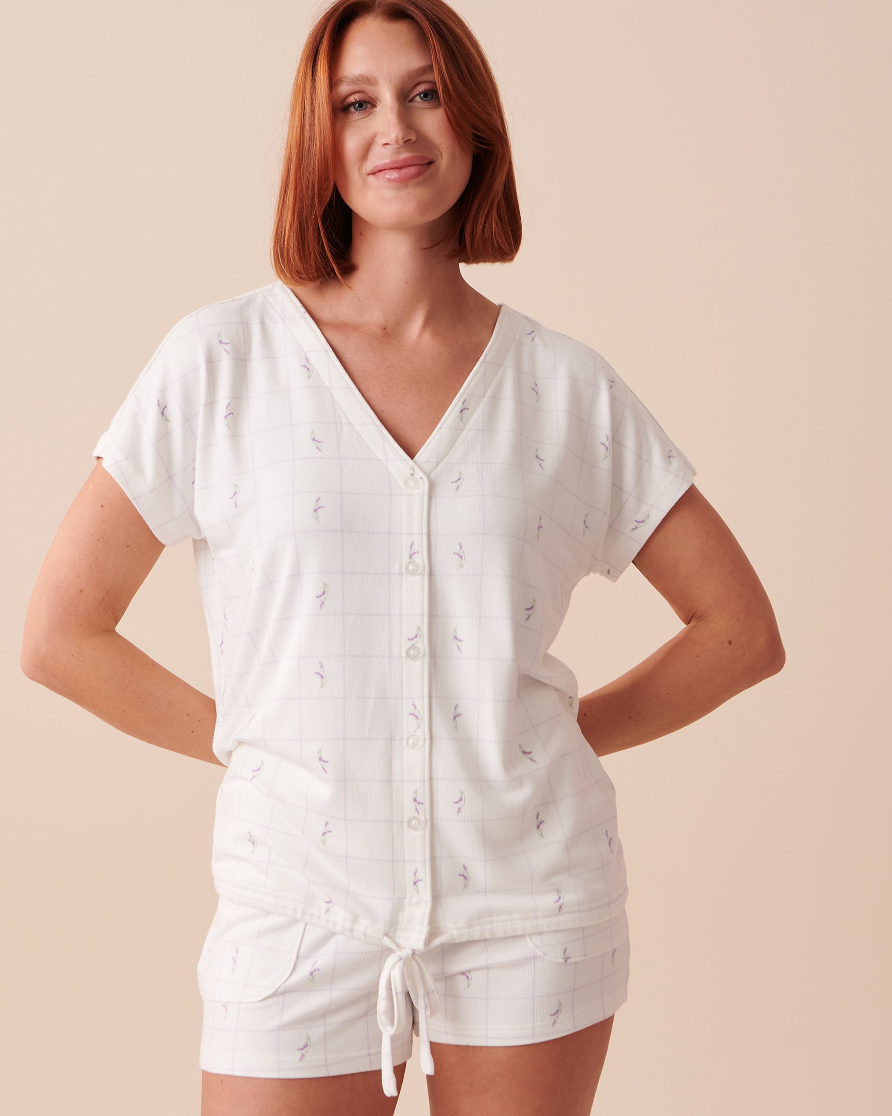 LA VIE EN ROSE Recycled Fibers Lavender Plaid Button-down Shirt Lavender Plaid 40100551 - View6