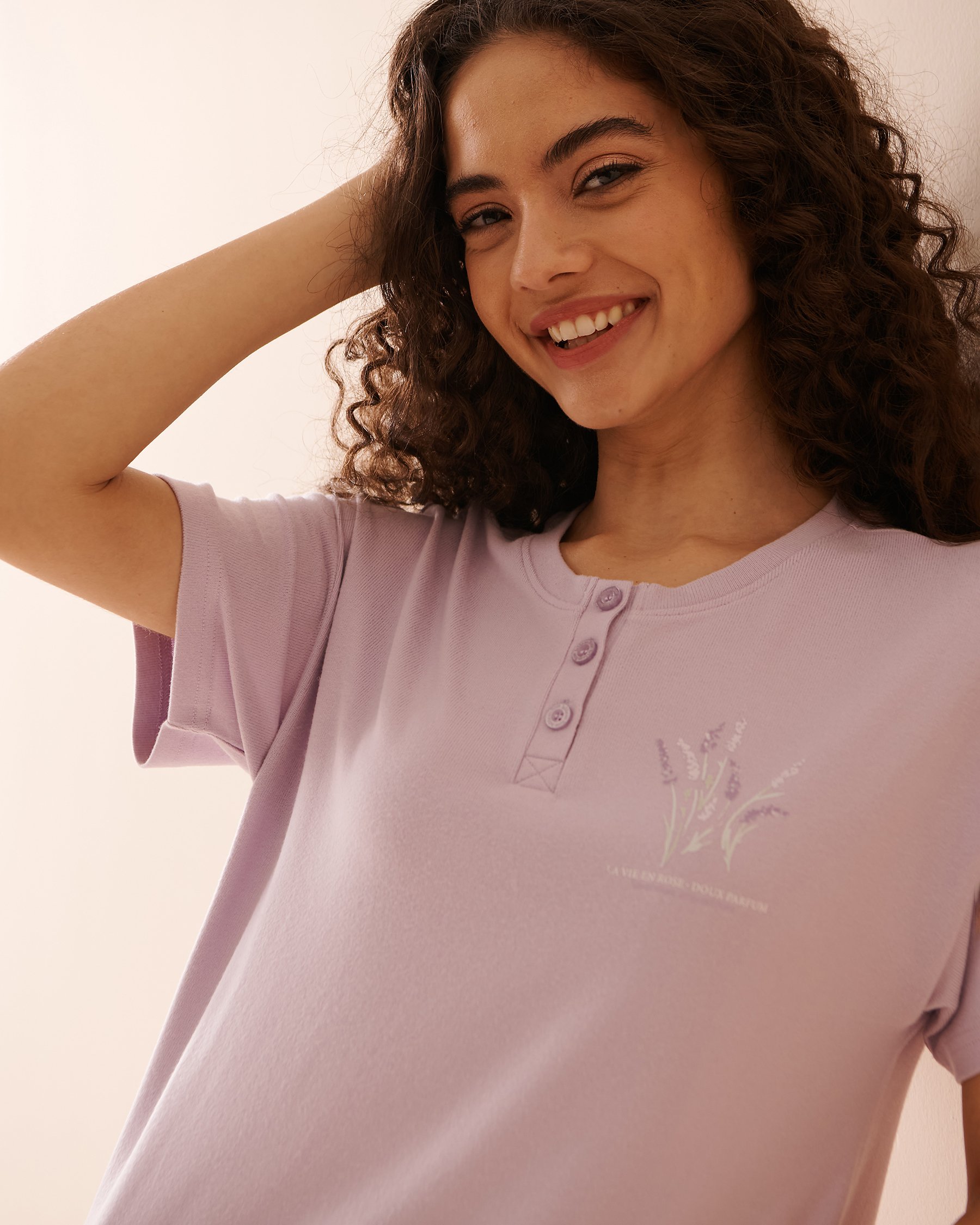 LA VIE EN ROSE Recycled Fibers Lavender Print T-shirt Lavender 40100549 - View3