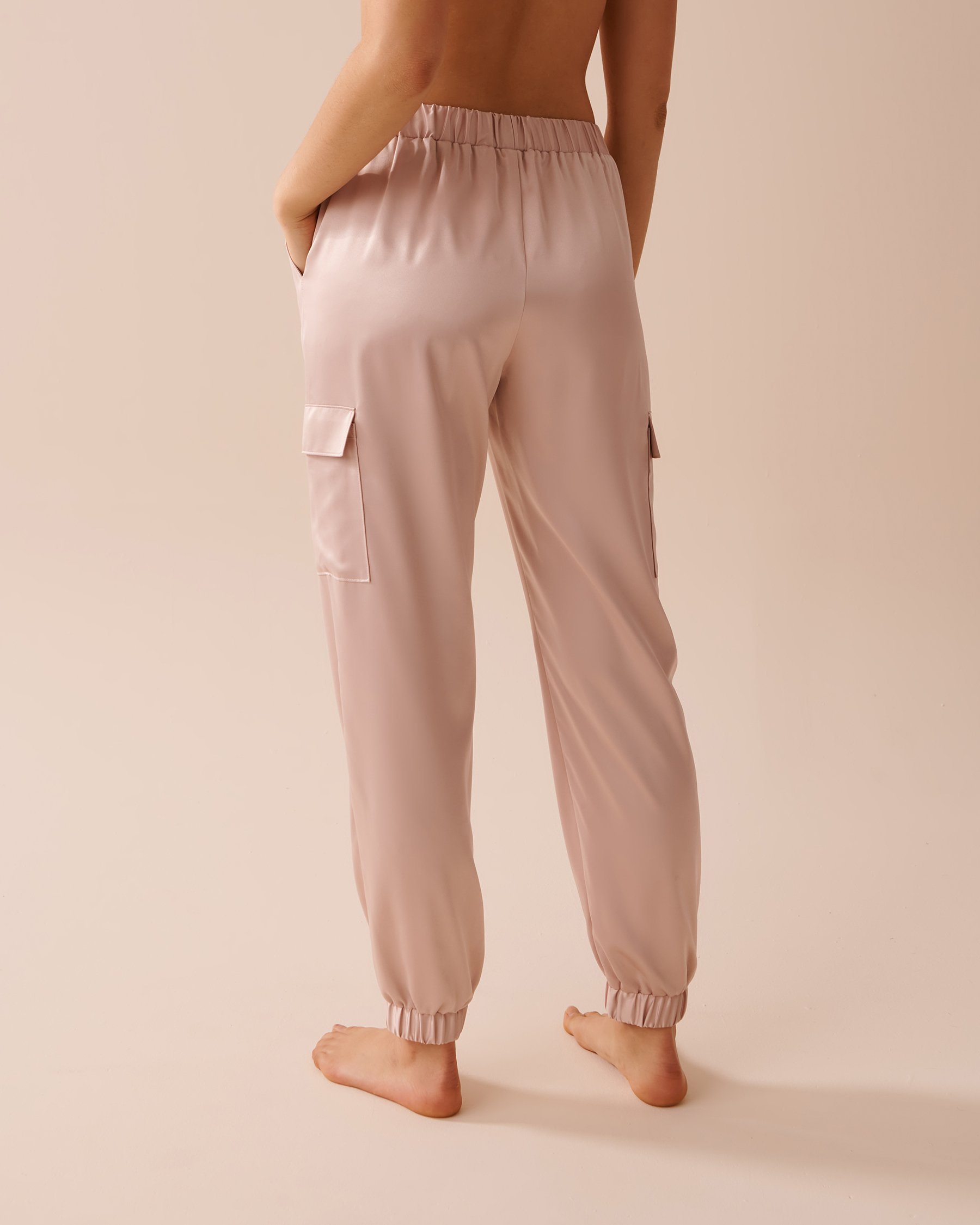 LA VIE EN ROSE Satin Cargo Pants Beige 50200069 - View2