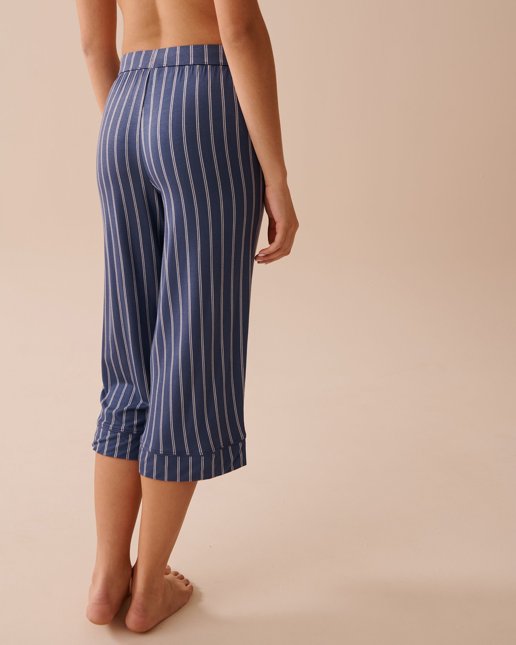 LA VIE EN ROSE Soft Jersey Capris Navy Stripes 40200560 - View2