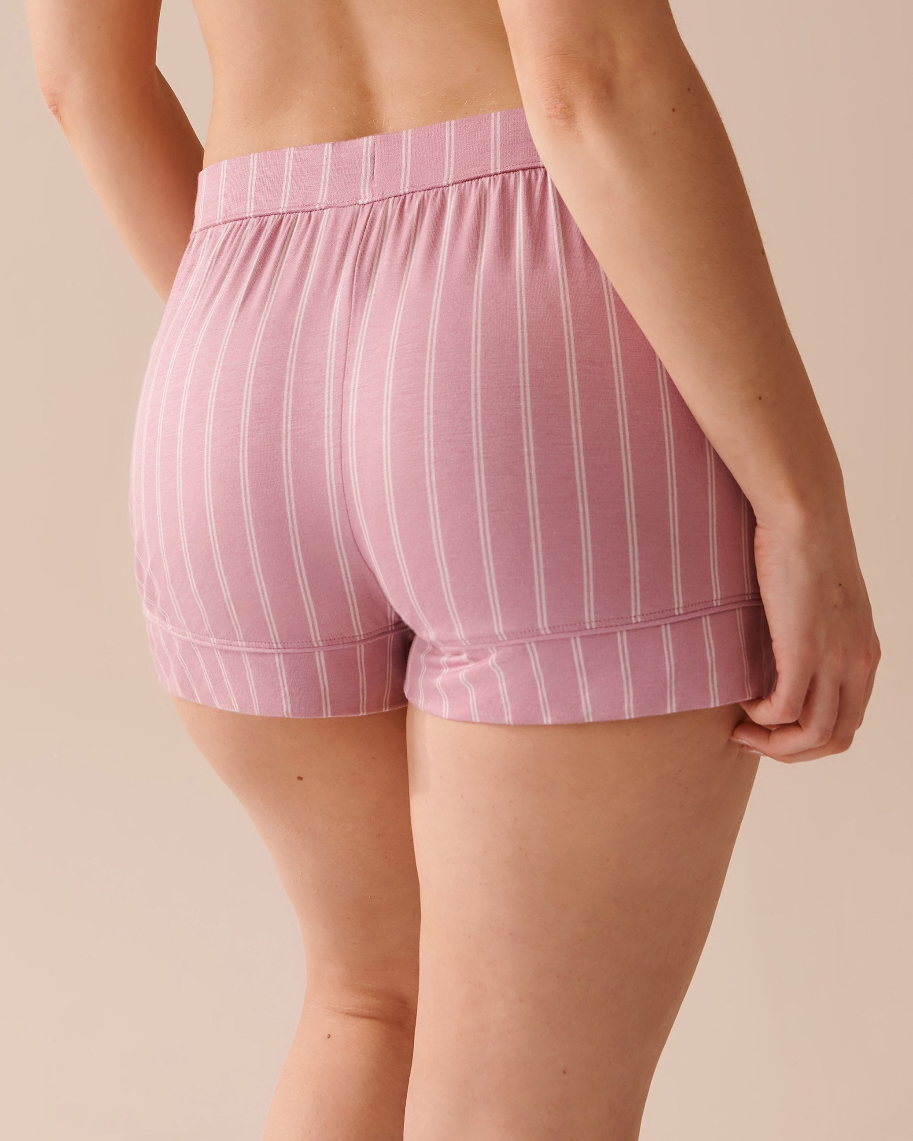 LA VIE EN ROSE Soft Jersey Pajama Shorts Pink Stripes 40200561 - View2