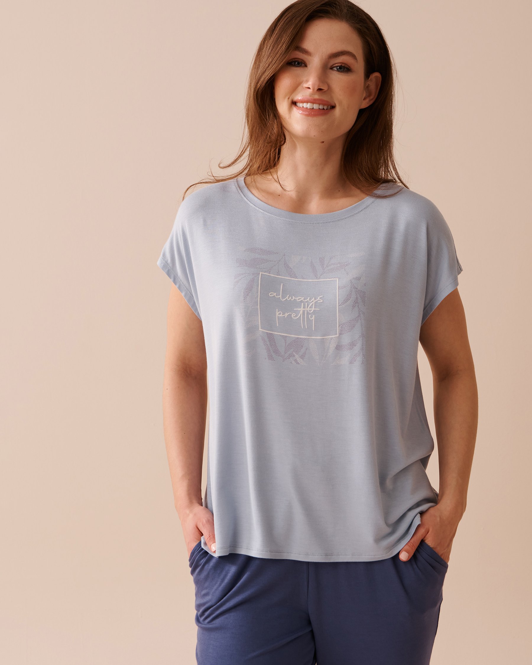 LA VIE EN ROSE Soft Jersey T-shirt Blue fog 40100569 - View4