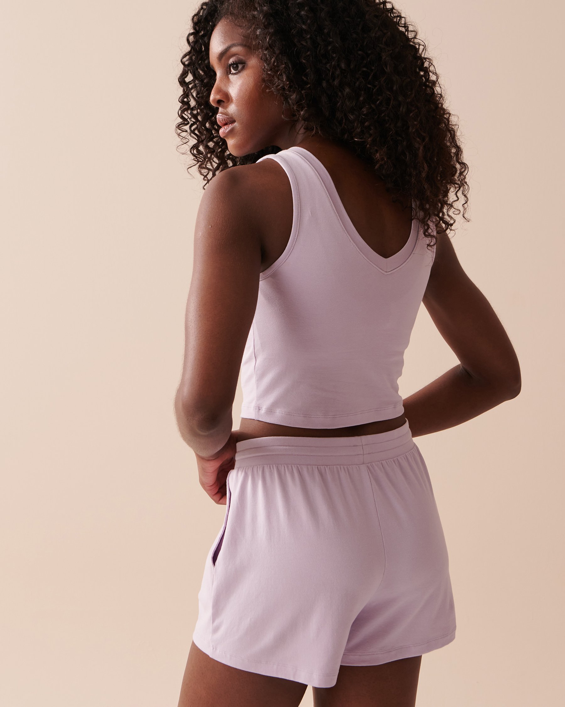 LA VIE EN ROSE Camisole courte unie Pétale d'orchidée 40100552 - View2