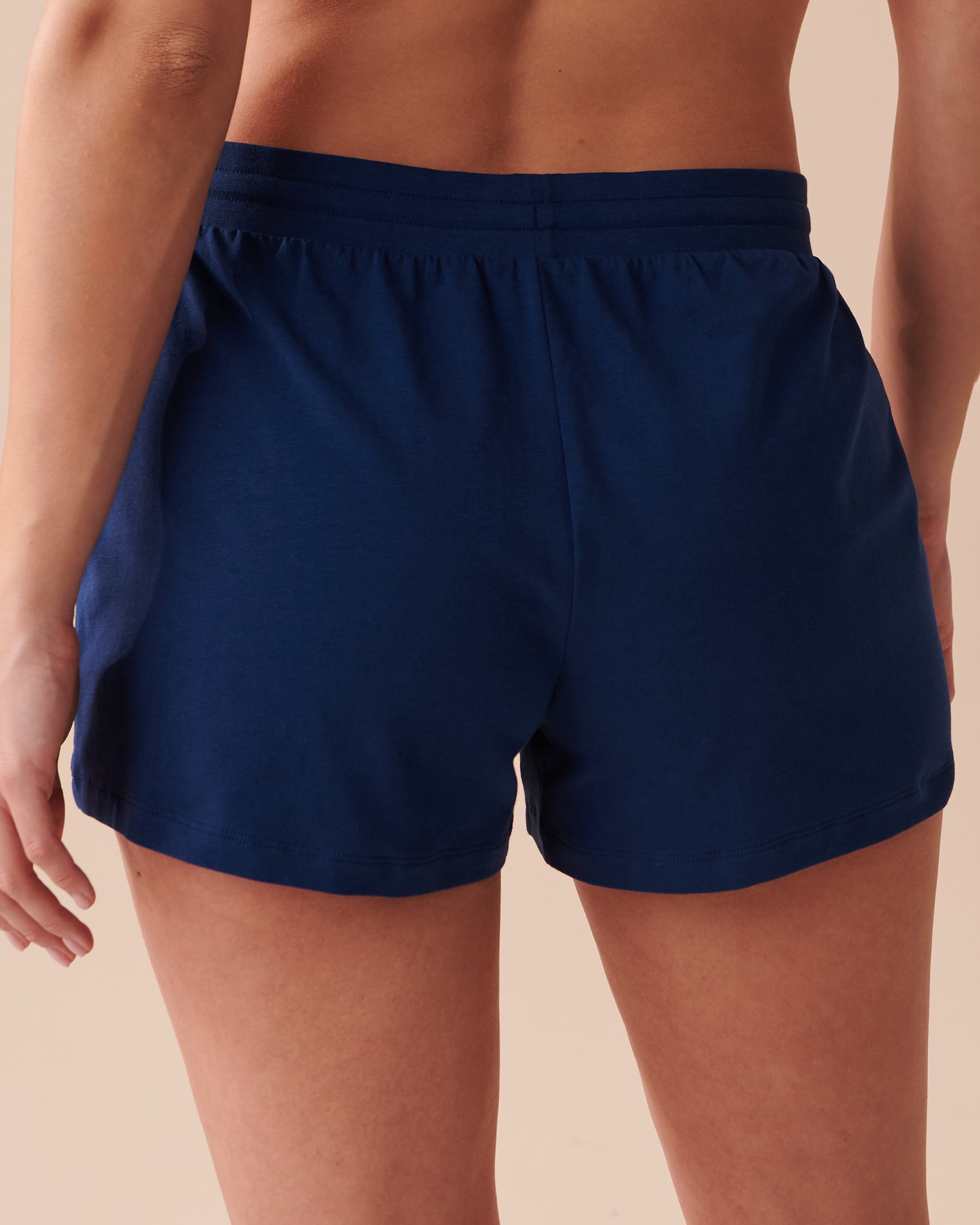 LA VIE EN ROSE Solid Pajama Shorts Dark Blue 40200544 - View2