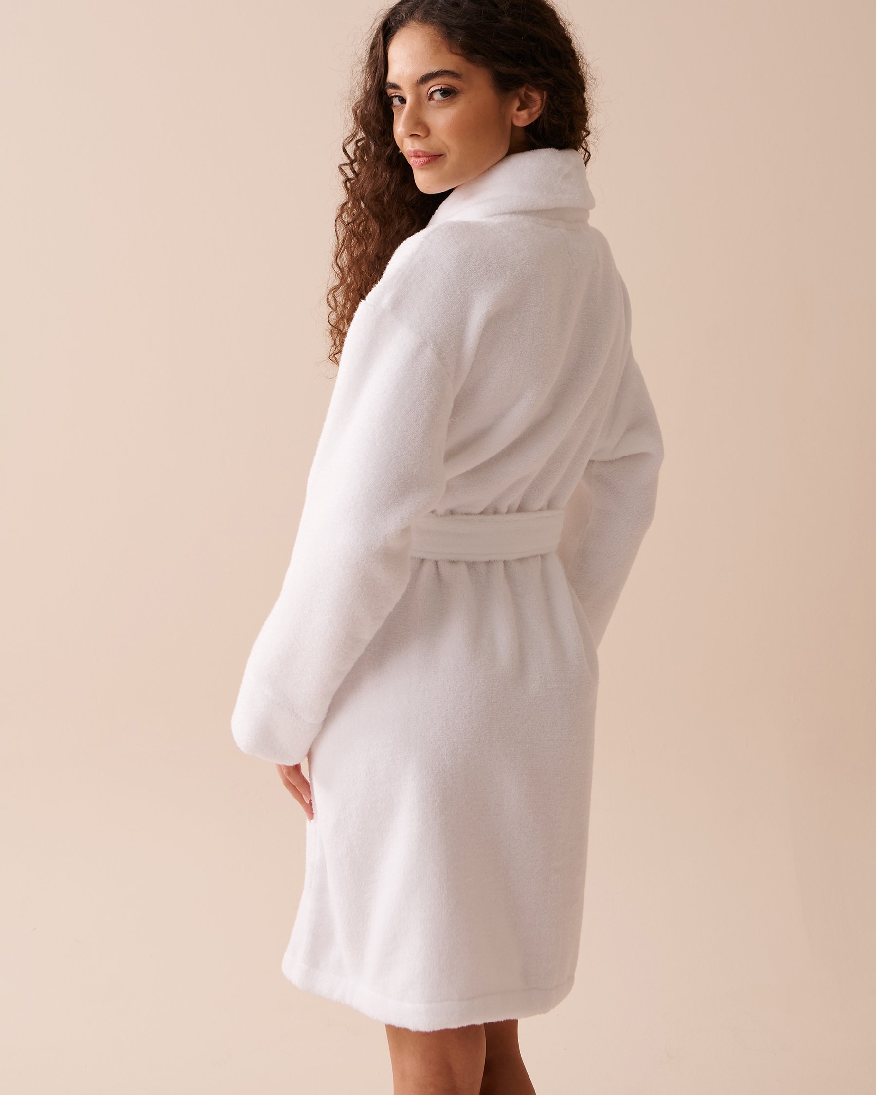 LA VIE EN ROSE Robe de chambre spa en ratine Blanc 40600166 - View2