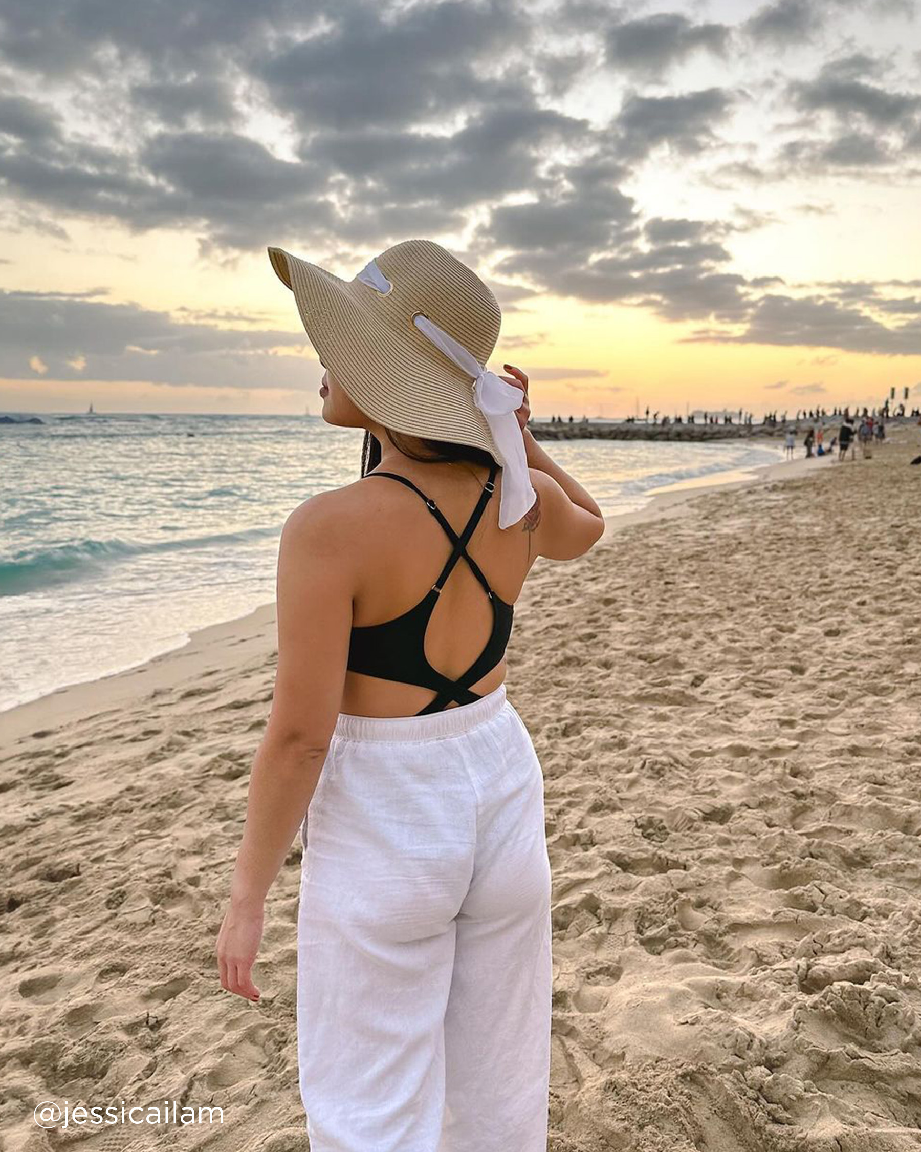 LA VIE EN ROSE AQUA Hat with Ribbon Sand 80500093 - View5