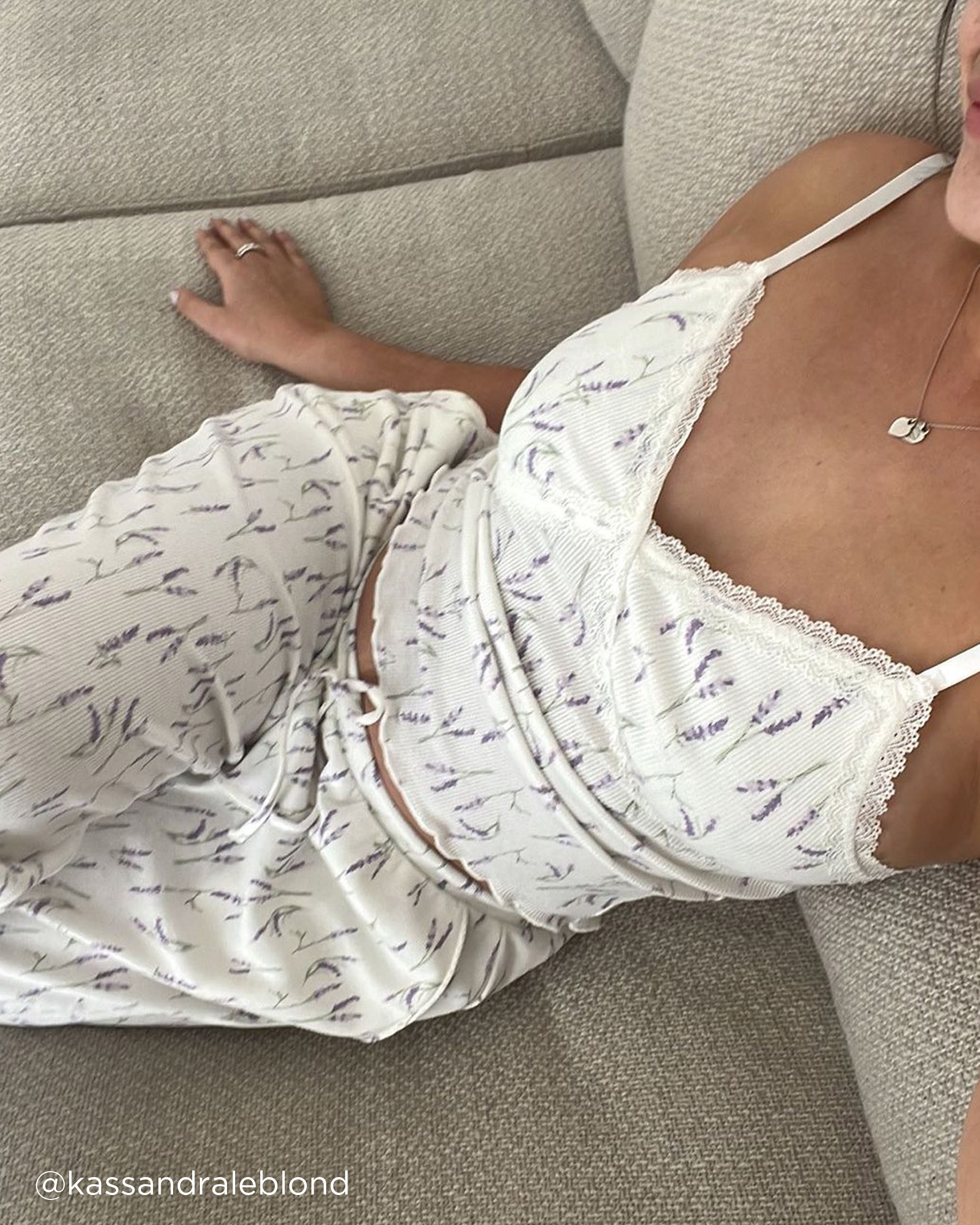 LA VIE EN ROSE Camisole côtelée bordure frisons Bouquet de lavande 40100546 - View7