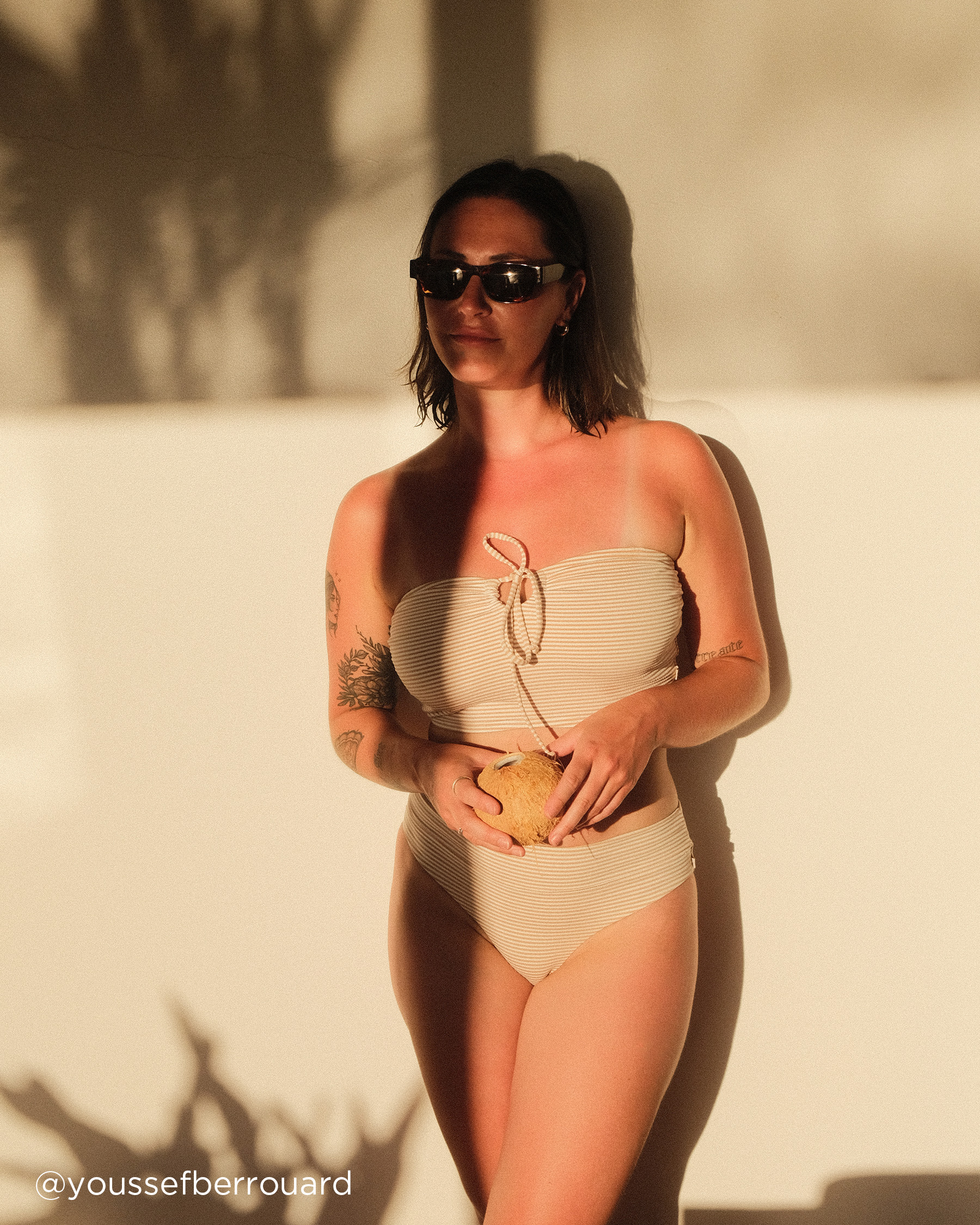 LA VIE EN ROSE AQUA SEERSUCKER Mid Waist Bikini Bottom Cocoa Stripes 70300549 - View4