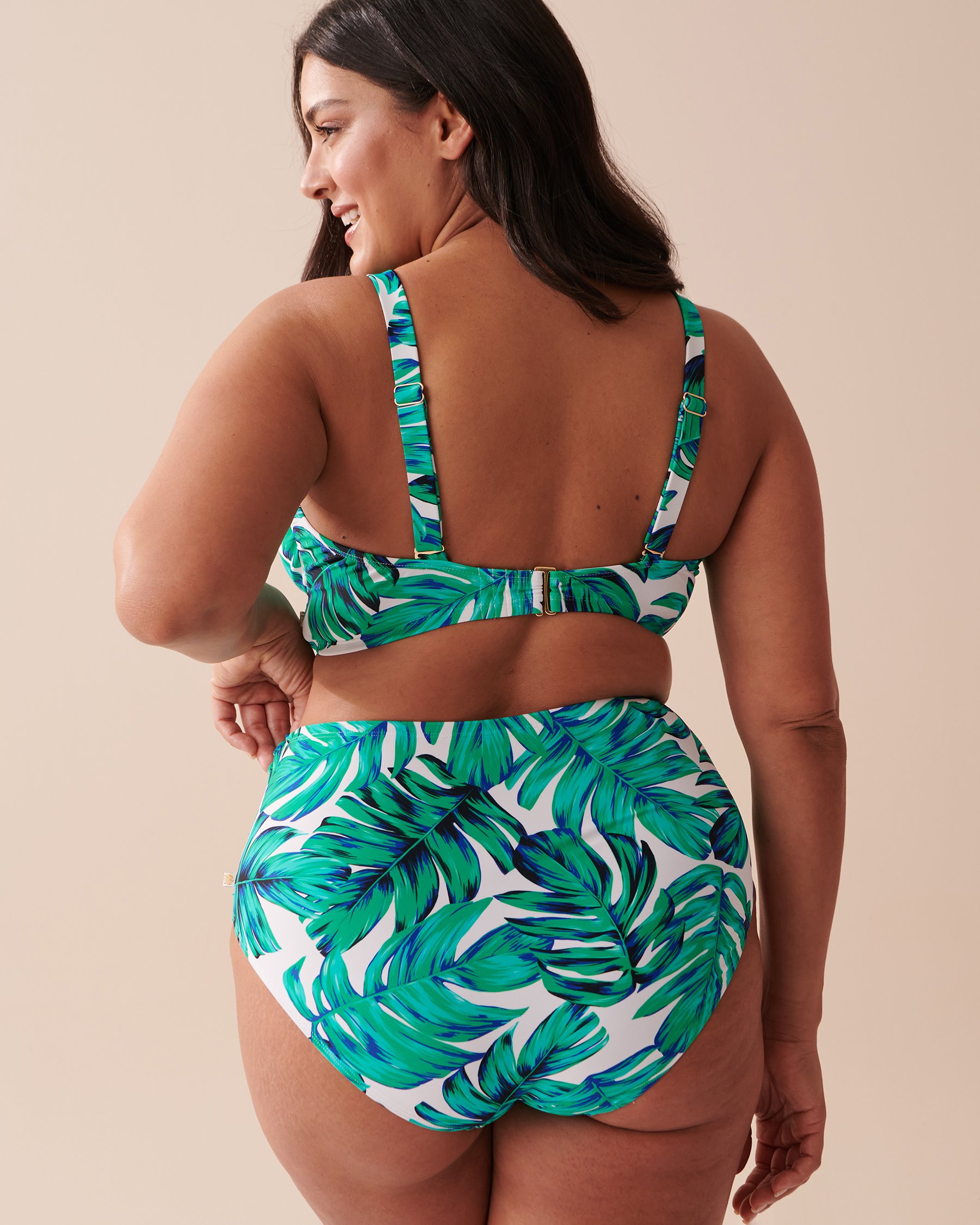 LA VIE EN ROSE AQUA PALM LEAVES Recycled Fibers D Cup Bralette Bikini Top Palm Leaves 70200121 - View2
