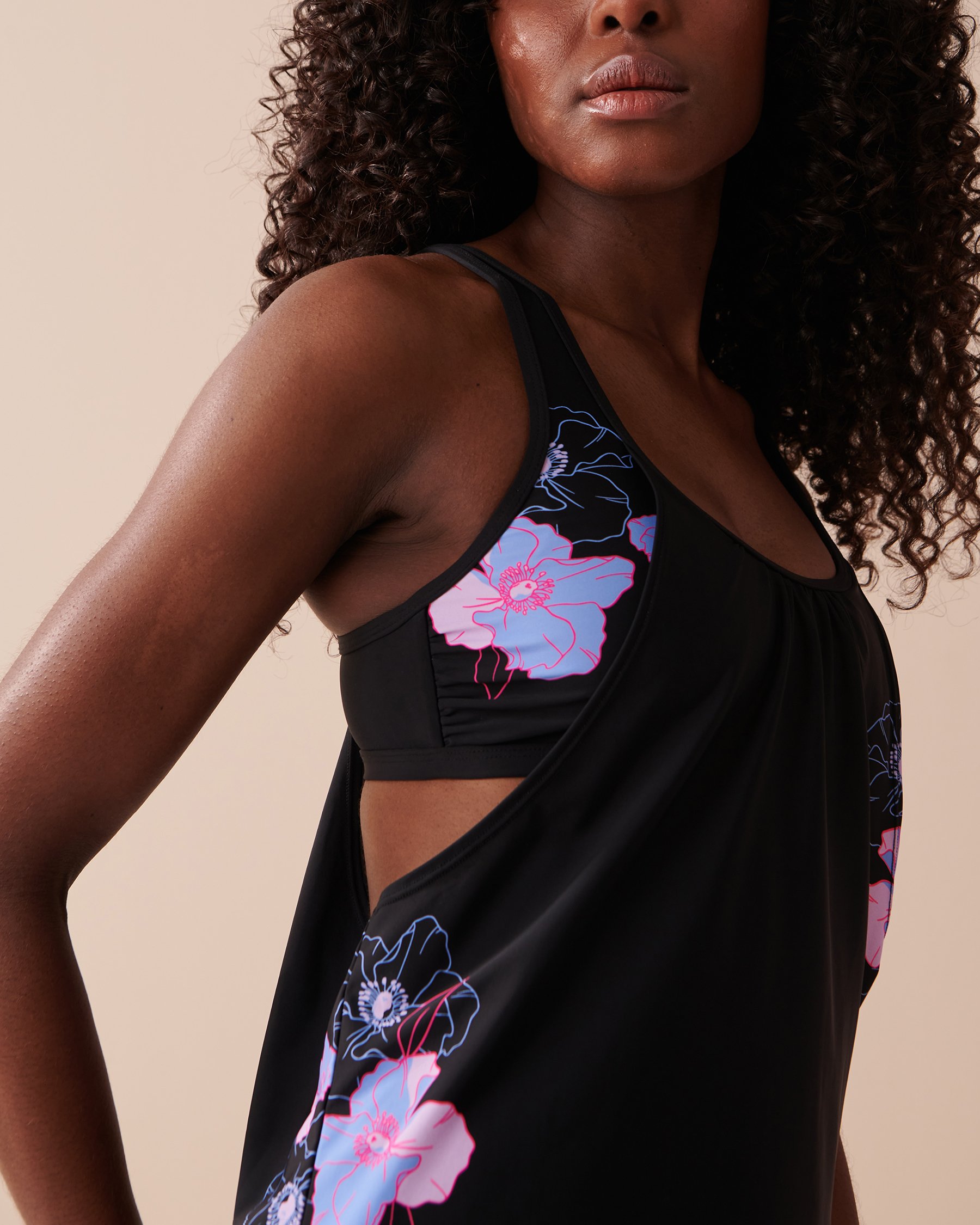 LA VIE EN ROSE AQUA Haut tankini bralette NEON FLOWERS Fleurs néons 70100586 - View4