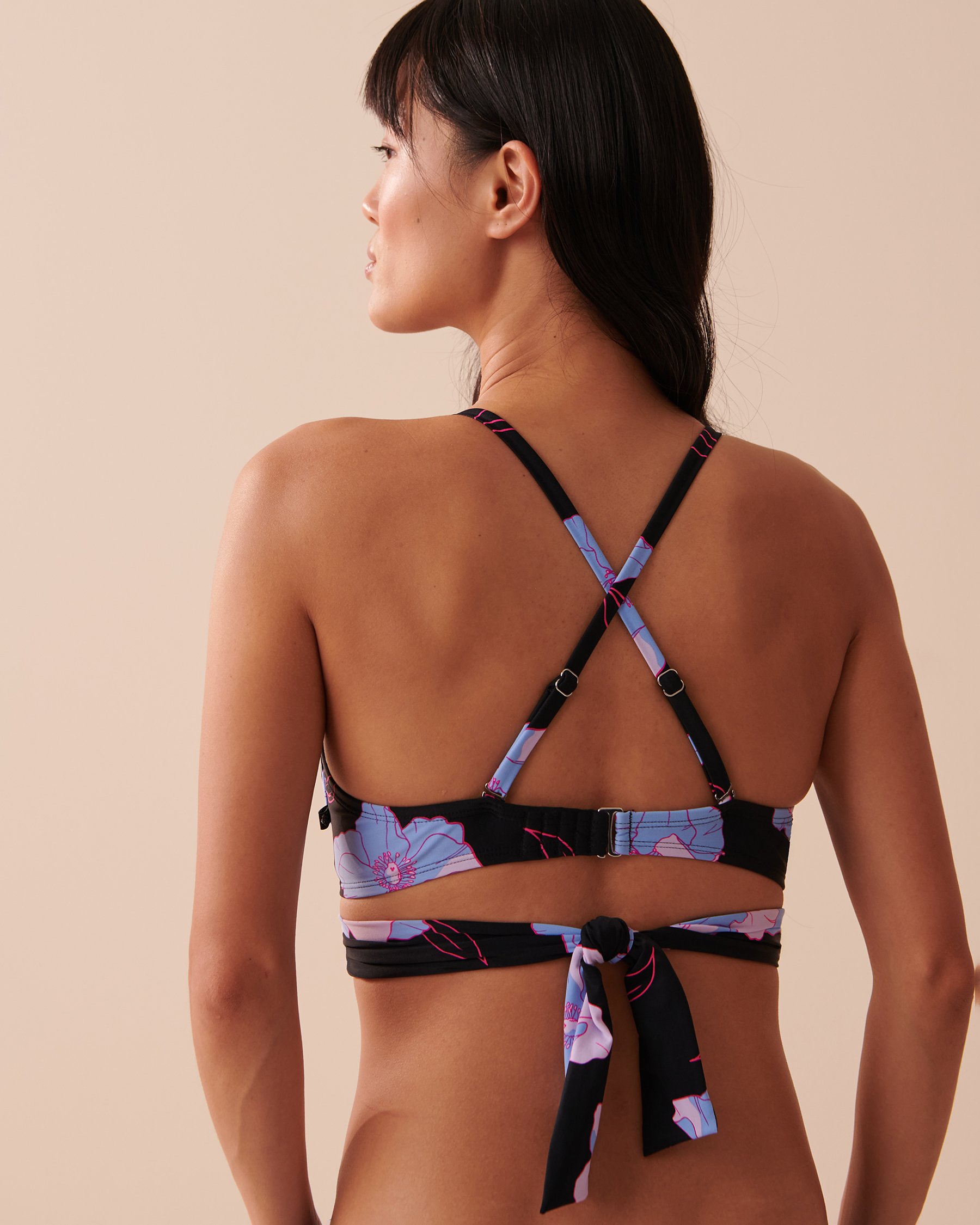 LA VIE EN ROSE AQUA NEON FLOWERS Push-up Plunge Bikini Top Neon Flowers 70100577 - View3