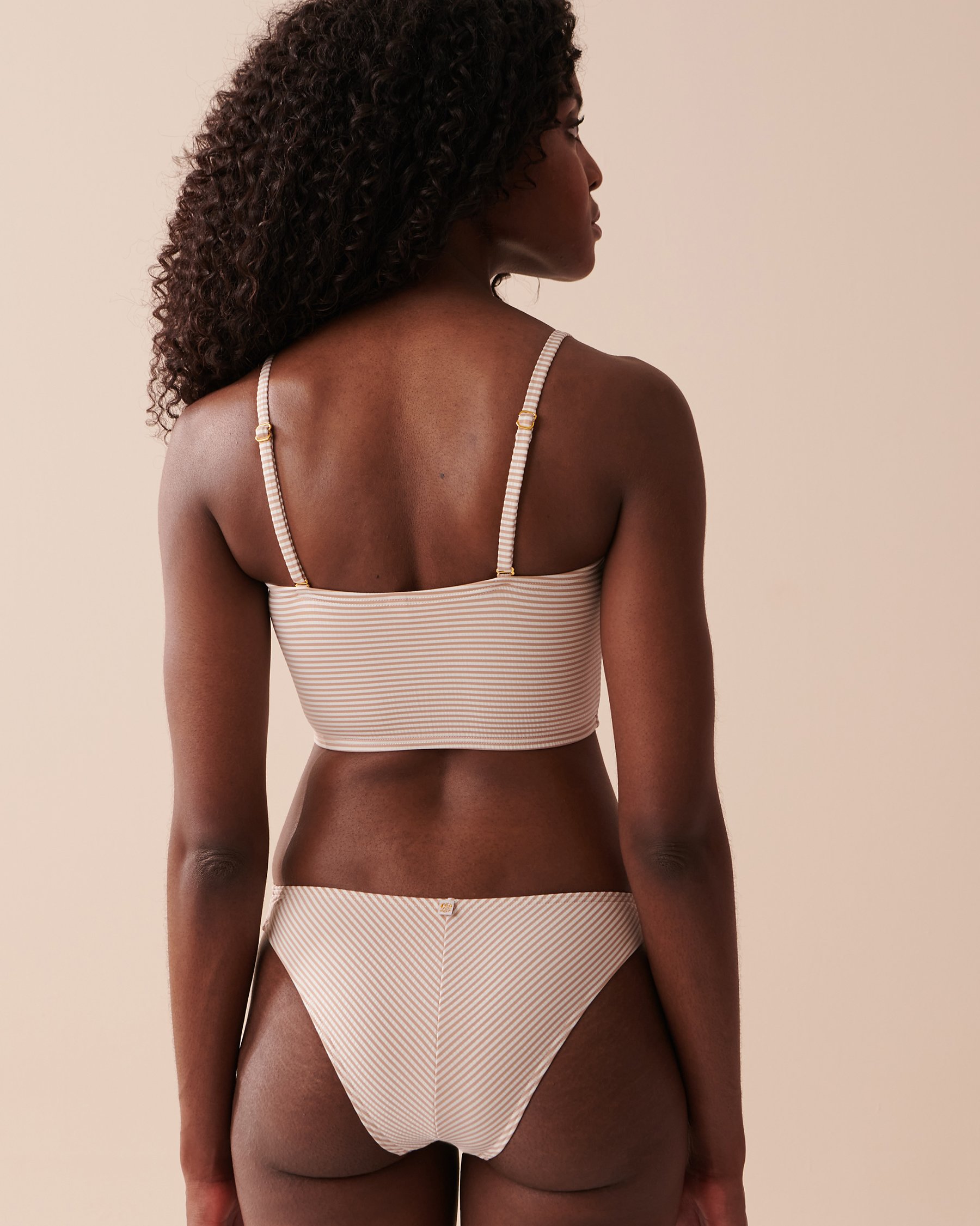 LA VIE EN ROSE AQUA SEERSUCKER Bandeau Bikini Top Cocoa Stripes 70100585 - View2