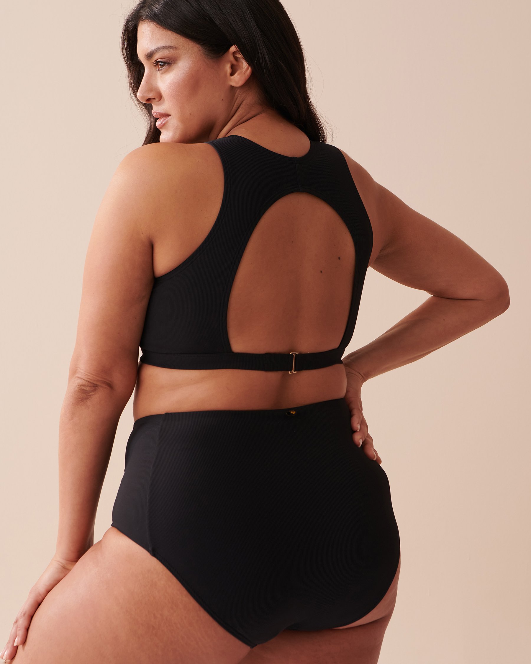 LA VIE EN ROSE AQUA TEXTURED High Neck Bikini Top Black 70100570 - View2