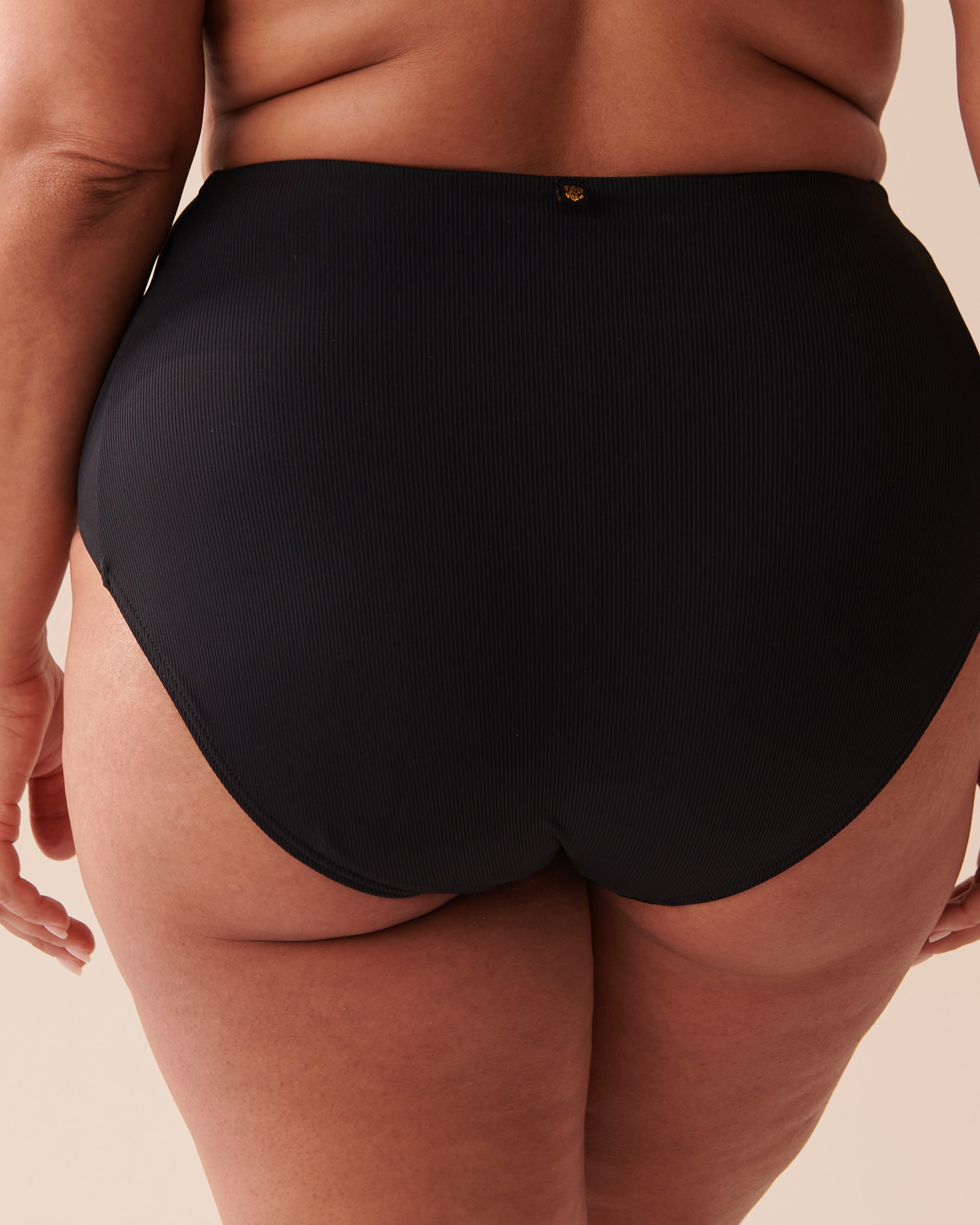 LA VIE EN ROSE AQUA TEXTURED High Waist Bikini Bottom Black 70300535 - View2