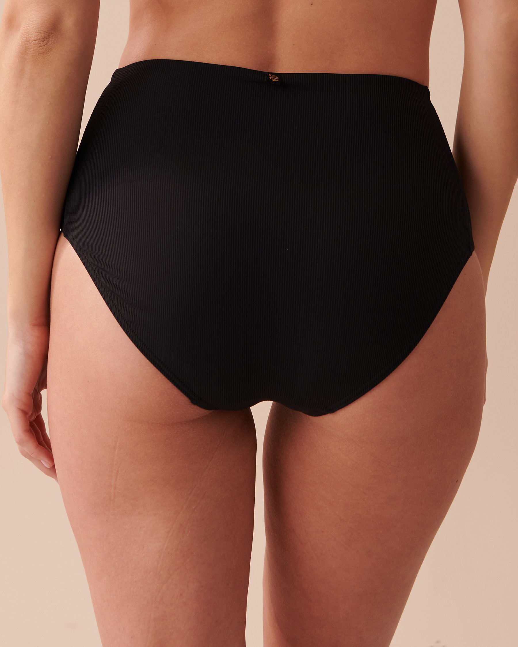 LA VIE EN ROSE AQUA TEXTURED High Waist Bikini Bottom Black 70300535 - View5