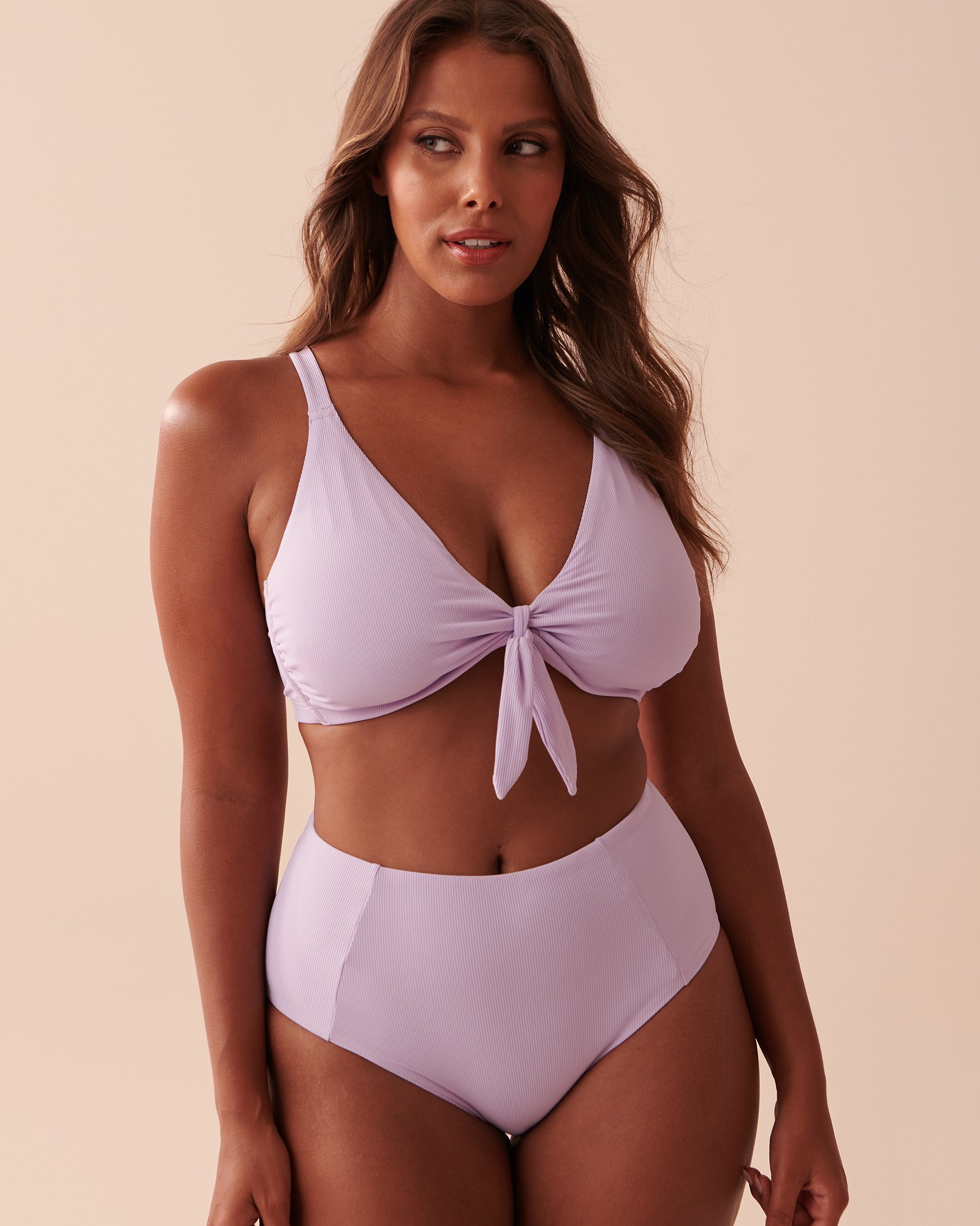 LA VIE EN ROSE AQUA Haut de bikini triangle bonnet D texturé PASTEL Lilas pastel 70200120 - View5