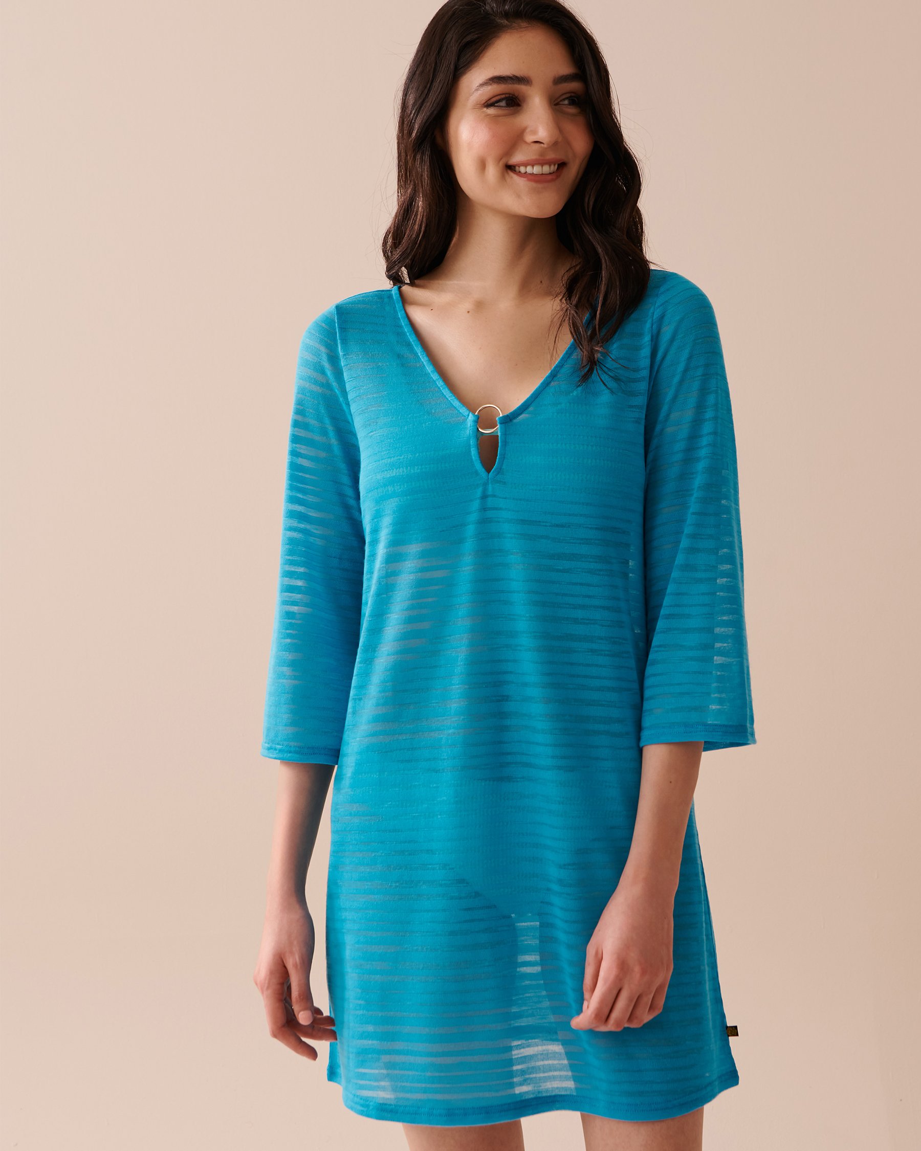 LA VIE EN ROSE AQUA Tunique manches 3/4 à rayures ombrées Bleu océan 80300092 - Voir1