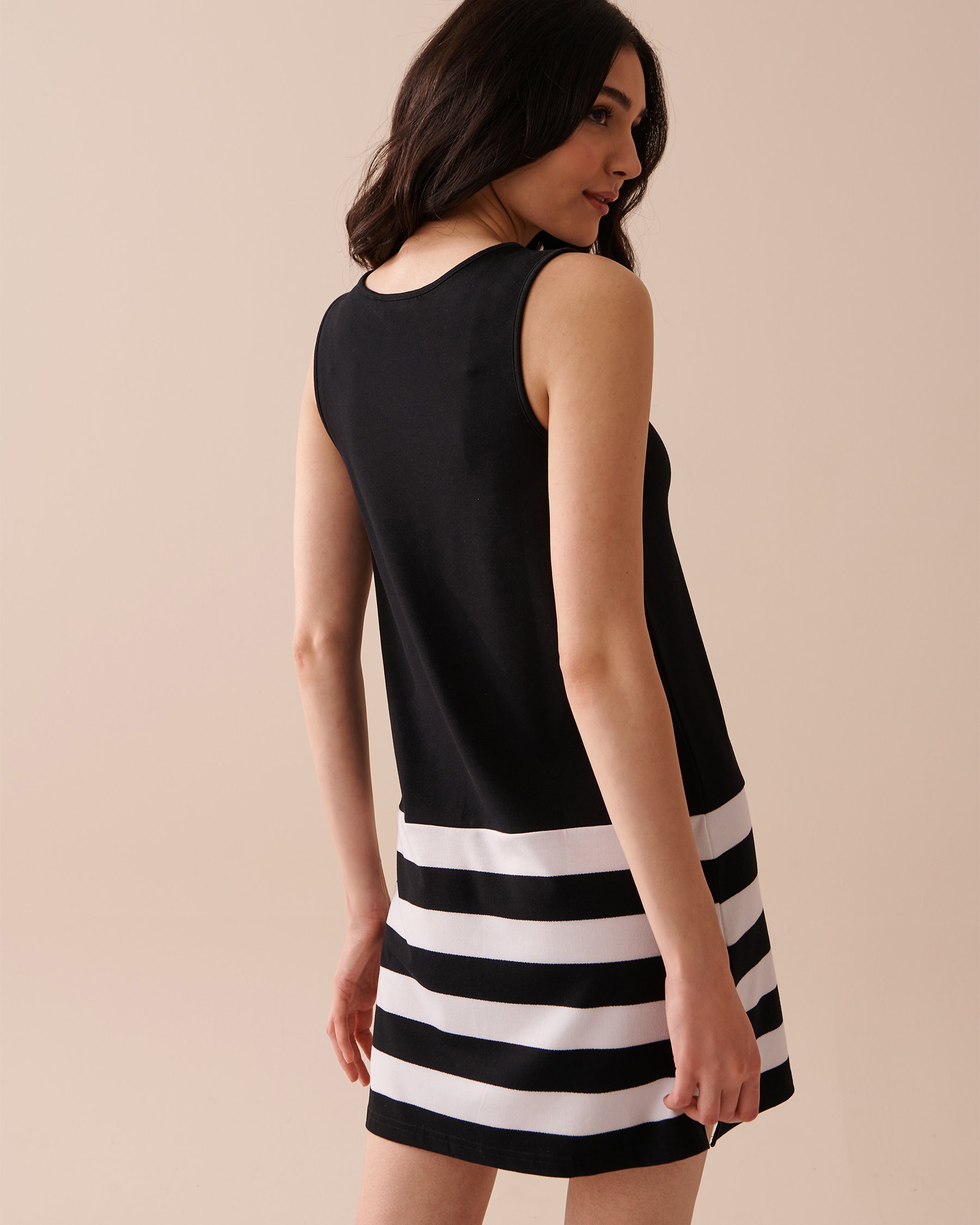 LA VIE EN ROSE AQUA Fitted Jersey Dress Striped Black 80300081 - View2