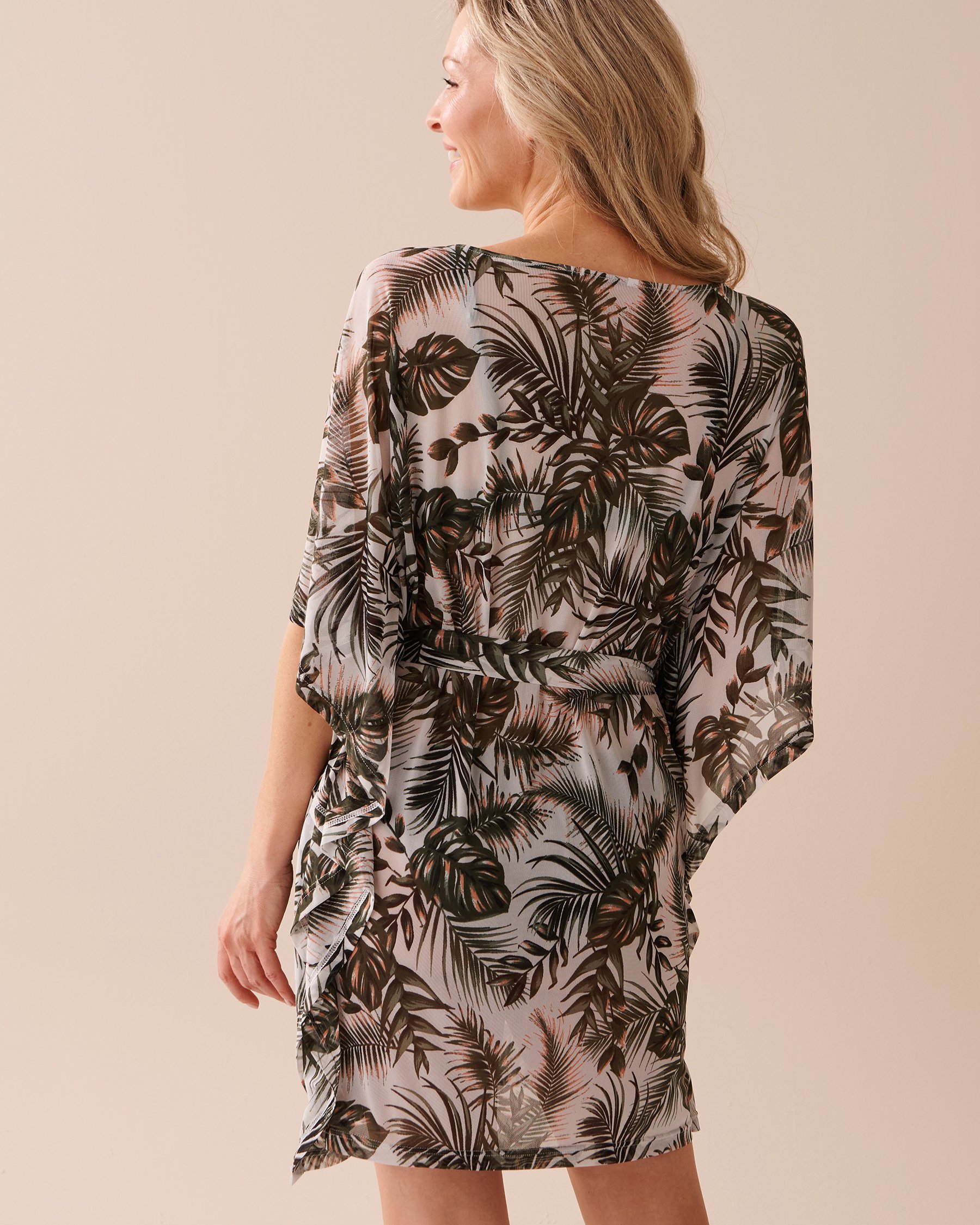 LA VIE EN ROSE AQUA Printed Mesh Tunic Botanical Print 80400053 - View2