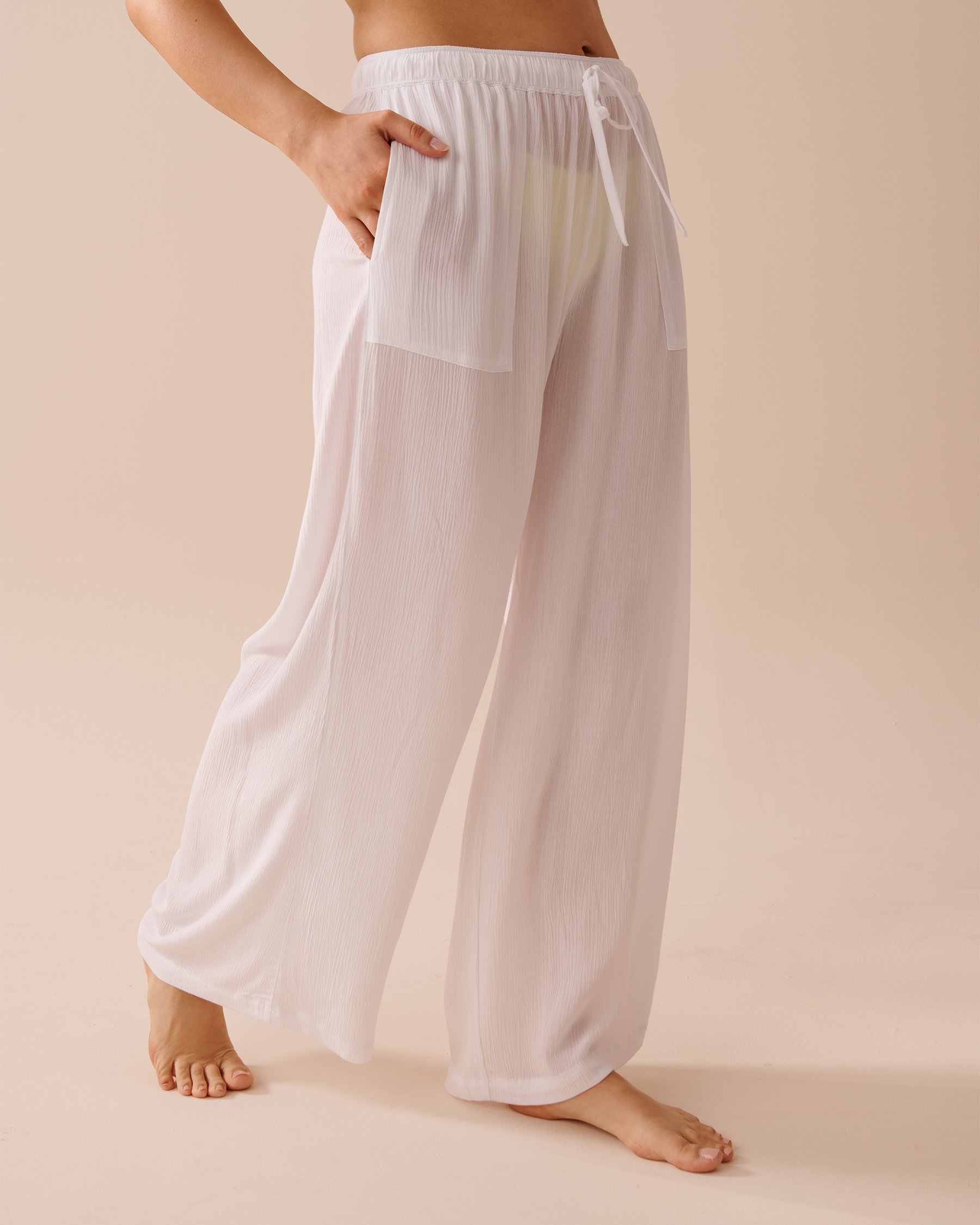 LA VIE EN ROSE AQUA Pantalon jambe large Blanc 80200049 - View1