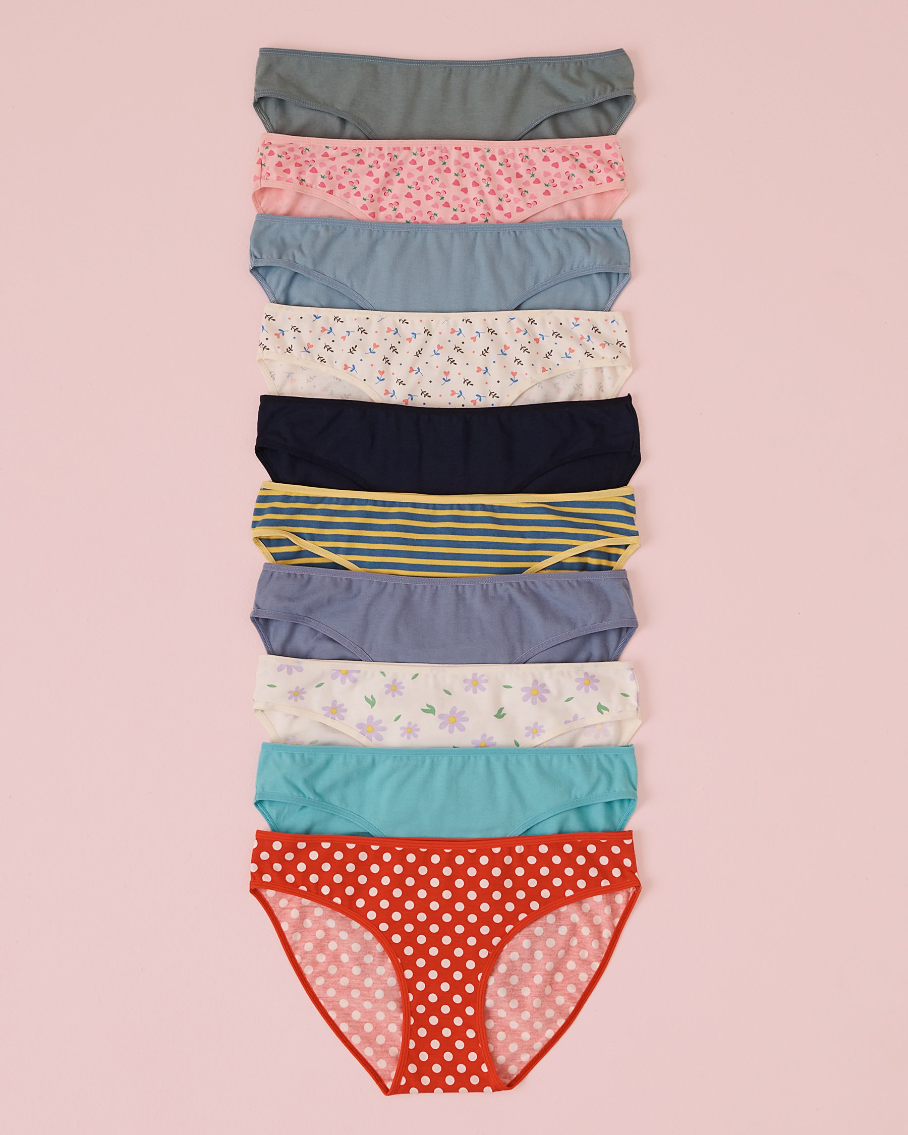 LA VIE EN ROSE 10-Pack Cotton Bikini Panty Assorted 20100464-10P - View1