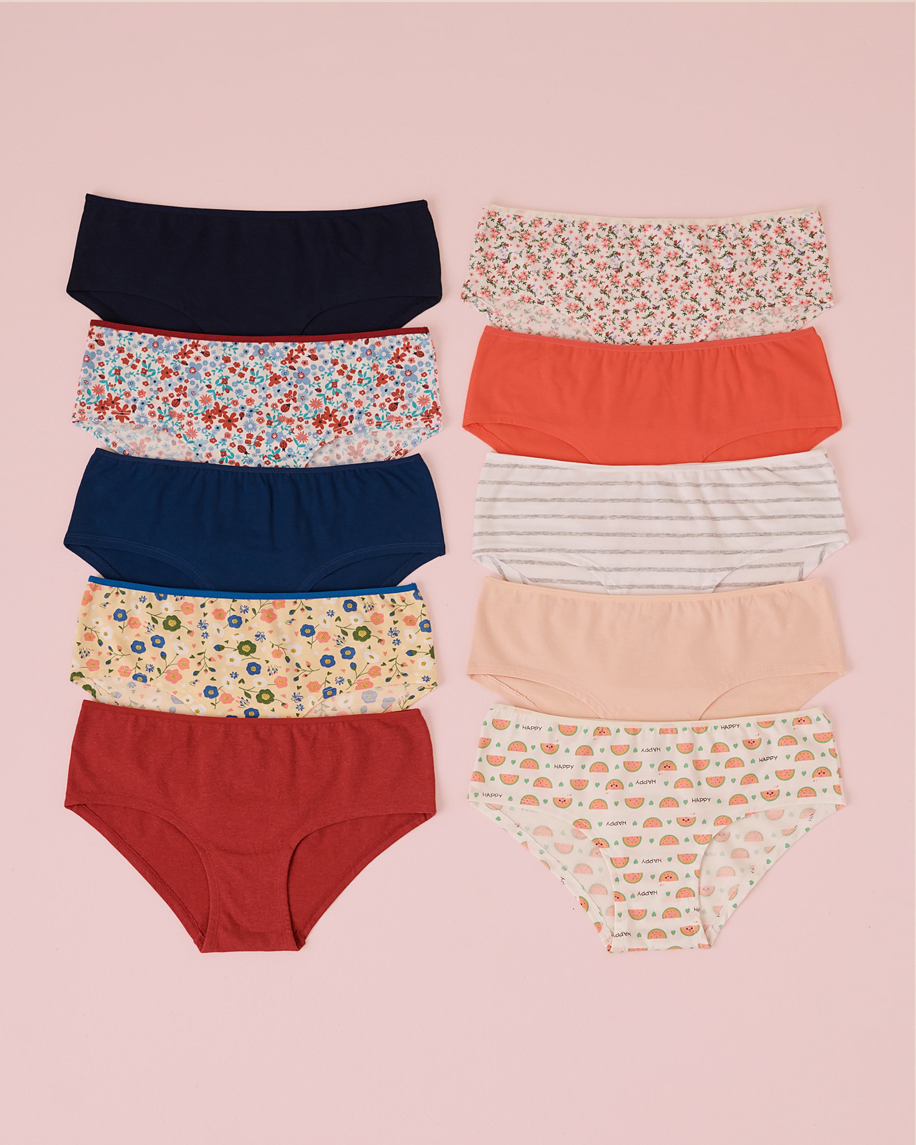 LA VIE EN ROSE 10-Pack Cotton Hiphugger Panty Assorted 20100465-10P - View1