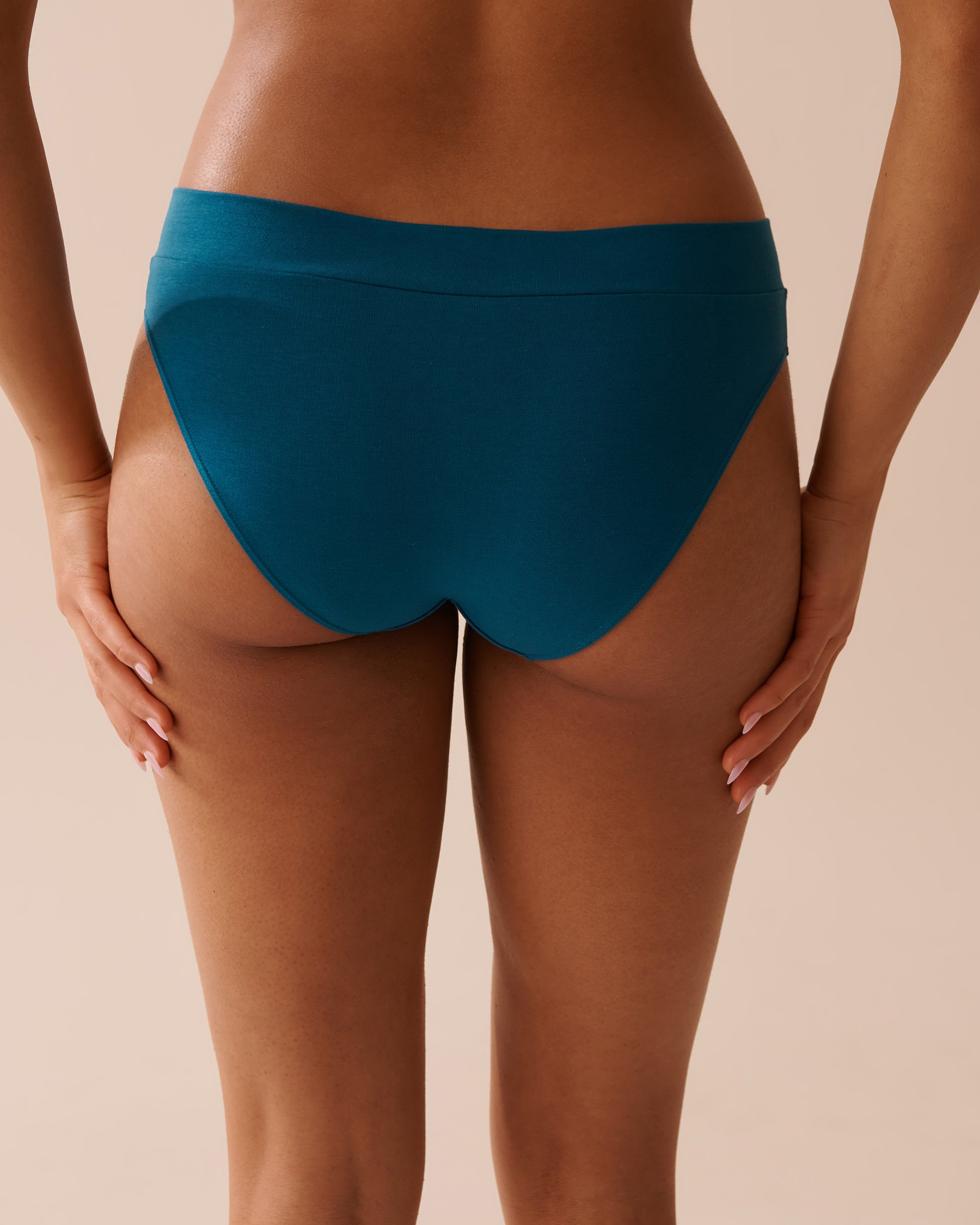 LA VIE EN ROSE Culotte bikini en coton Bleu mer 20100449 - Voir2