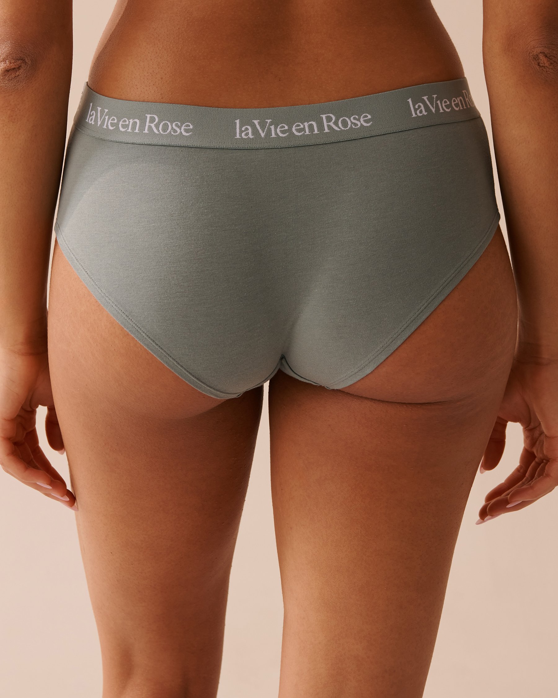 LA VIE EN ROSE Culotte aux hanches coton et bande élastique logo Vert olive 20100461 - Voir2