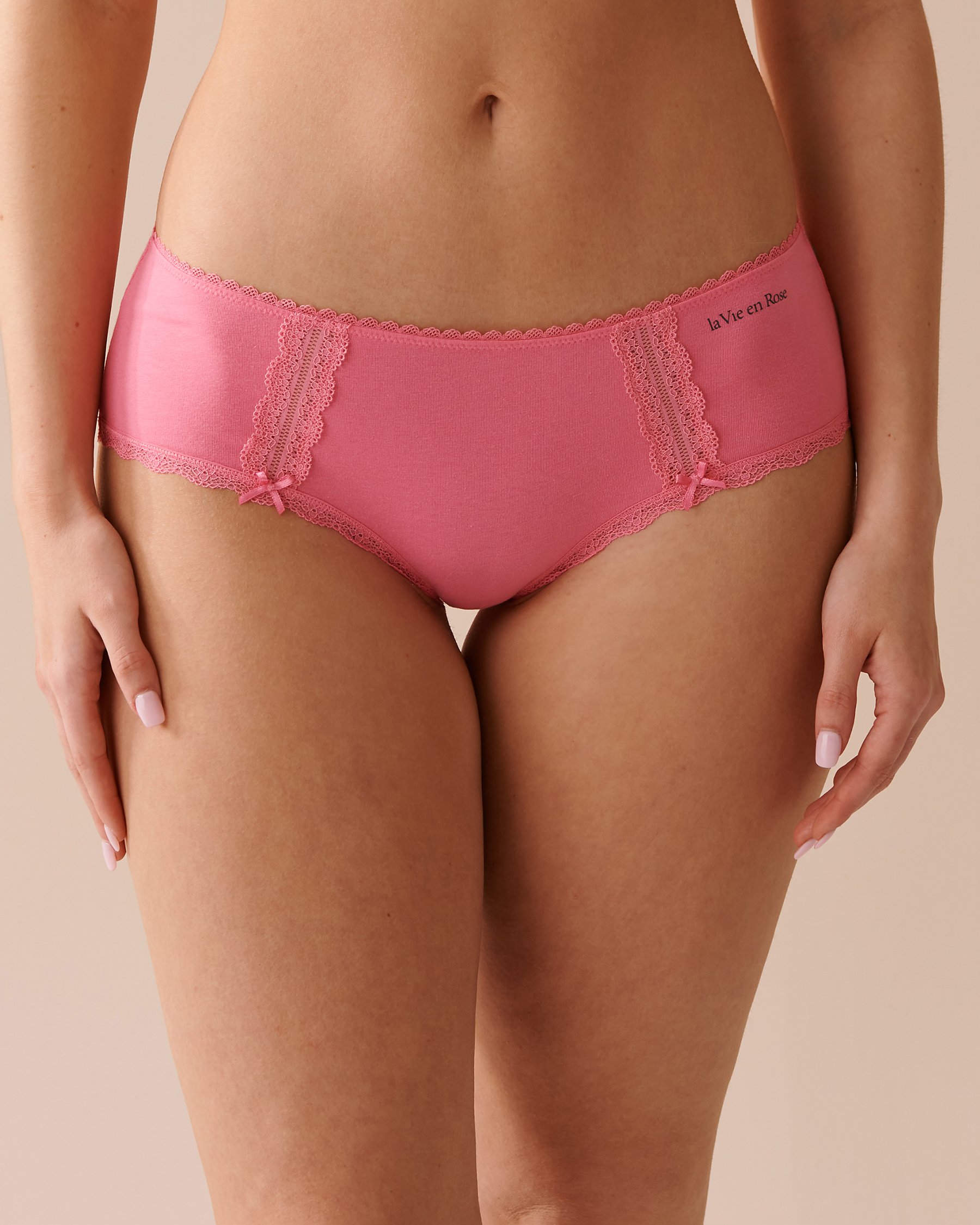 LA VIE EN ROSE Cotton and Lace Detail Hiphugger Panty Watermelon 20100458 - View1