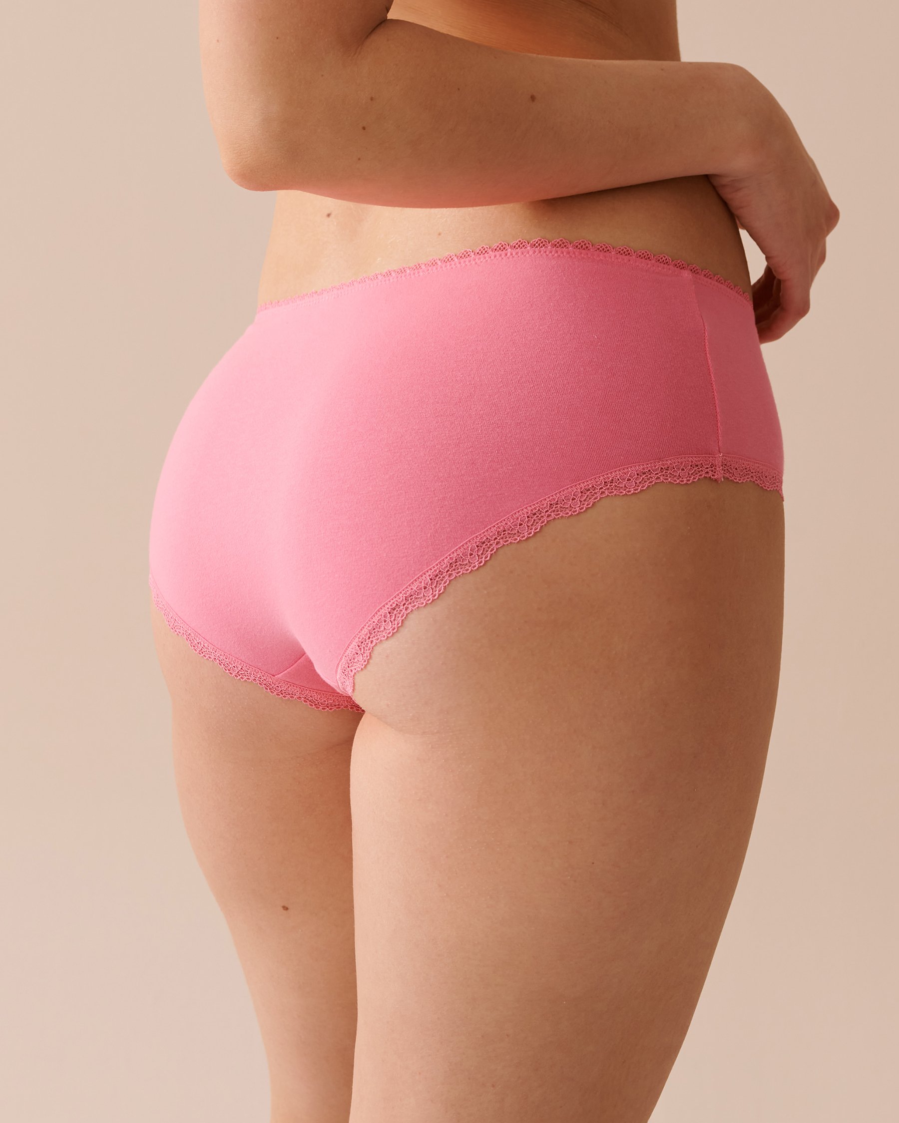 LA VIE EN ROSE Cotton and Lace Detail Hiphugger Panty Watermelon 20100458 - View2