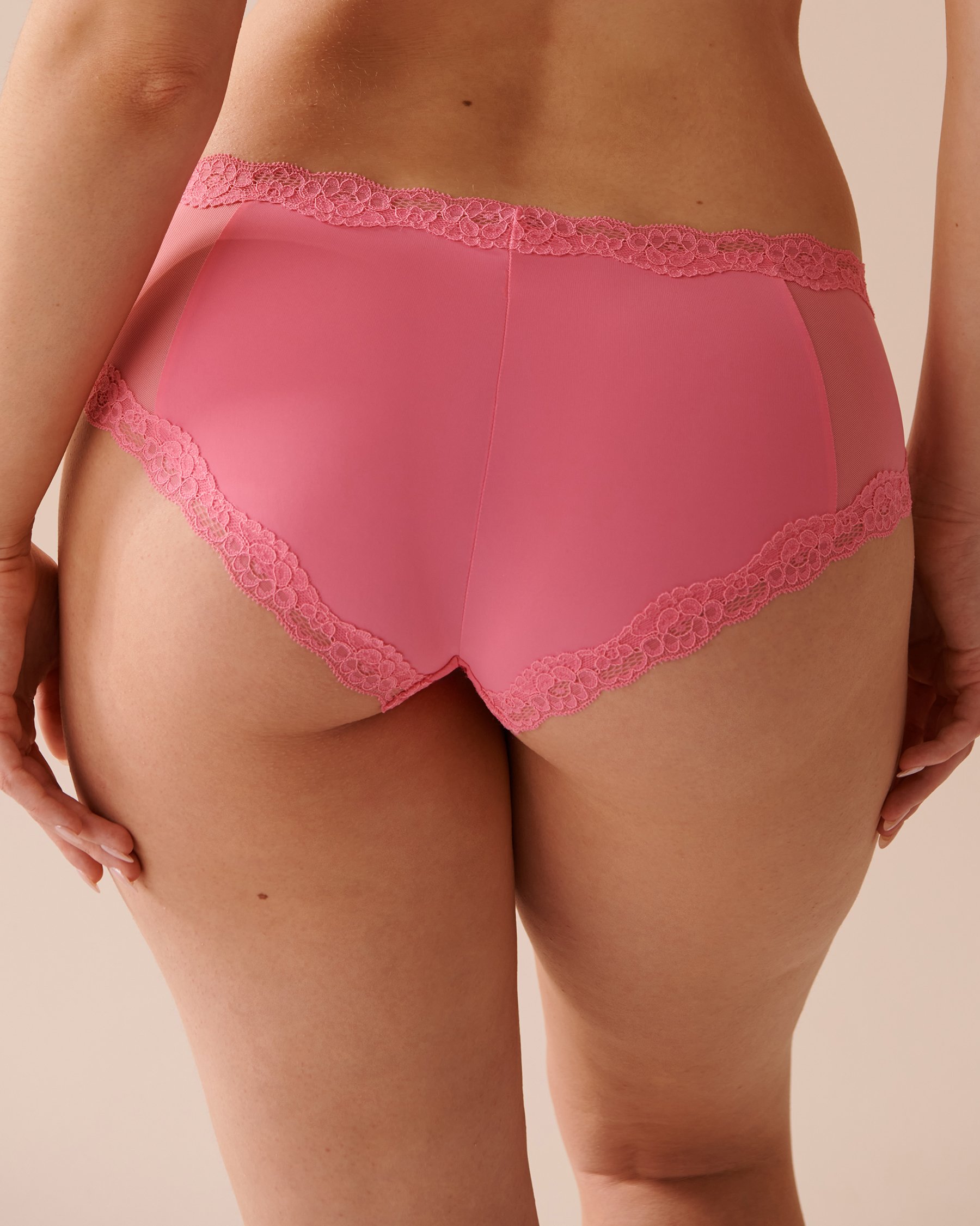 LA VIE EN ROSE Microfiber and Lace Trim Hiphugger Panty Watermelon 20200493 - View2