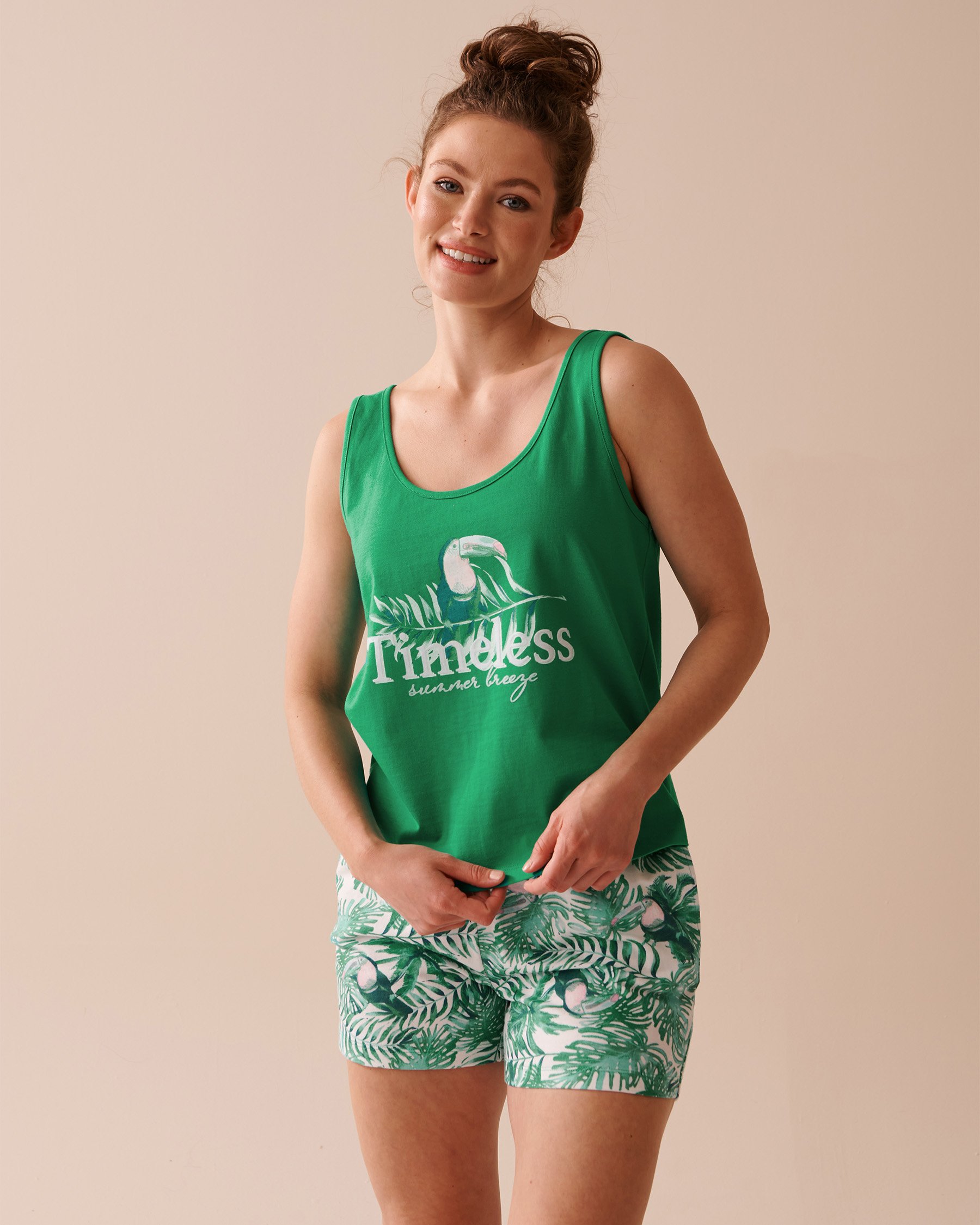 LA VIE EN ROSE Camisole en coton Vert tropical 40100583 - Voir1