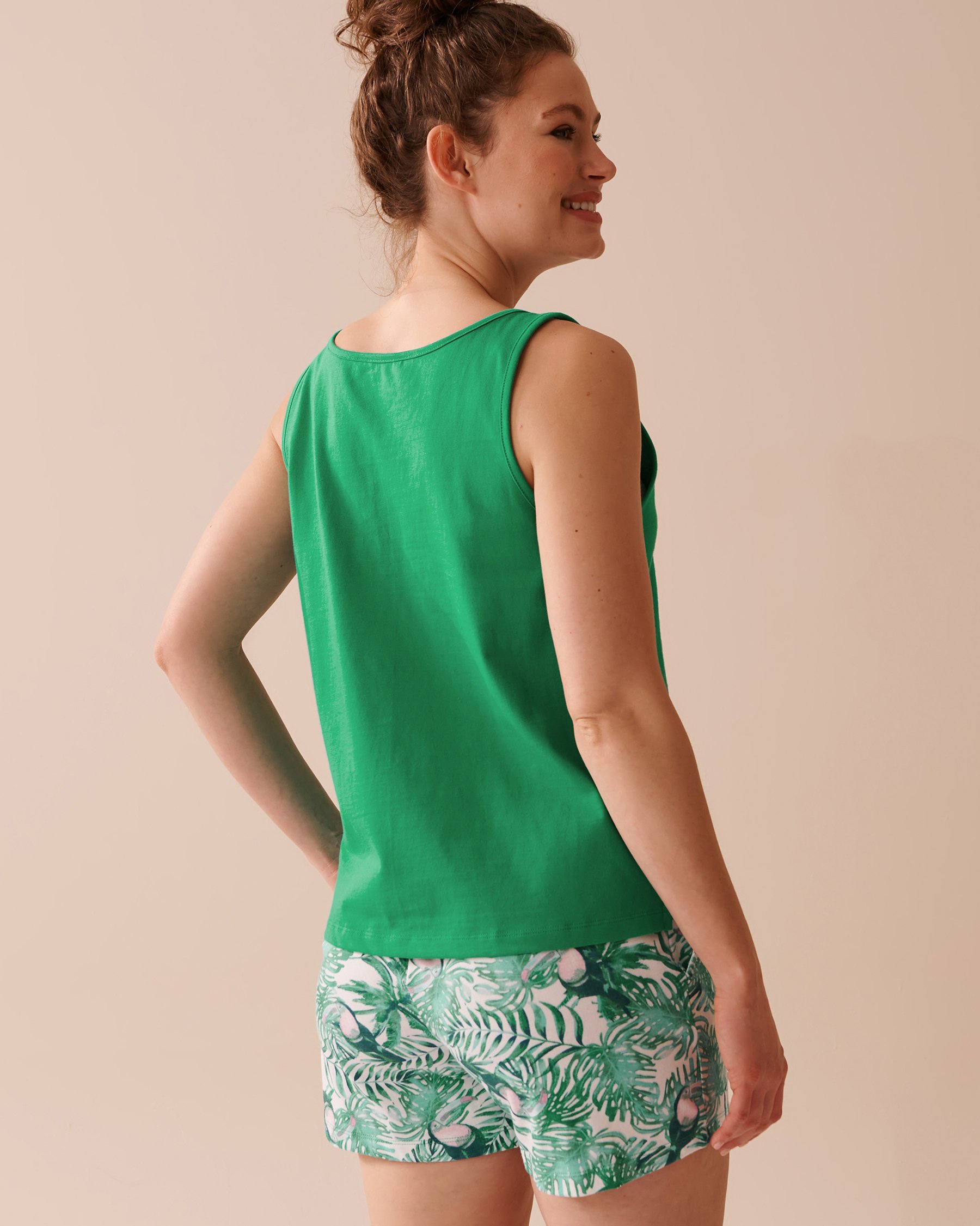 LA VIE EN ROSE Camisole en coton Vert tropical 40100583 - Voir2