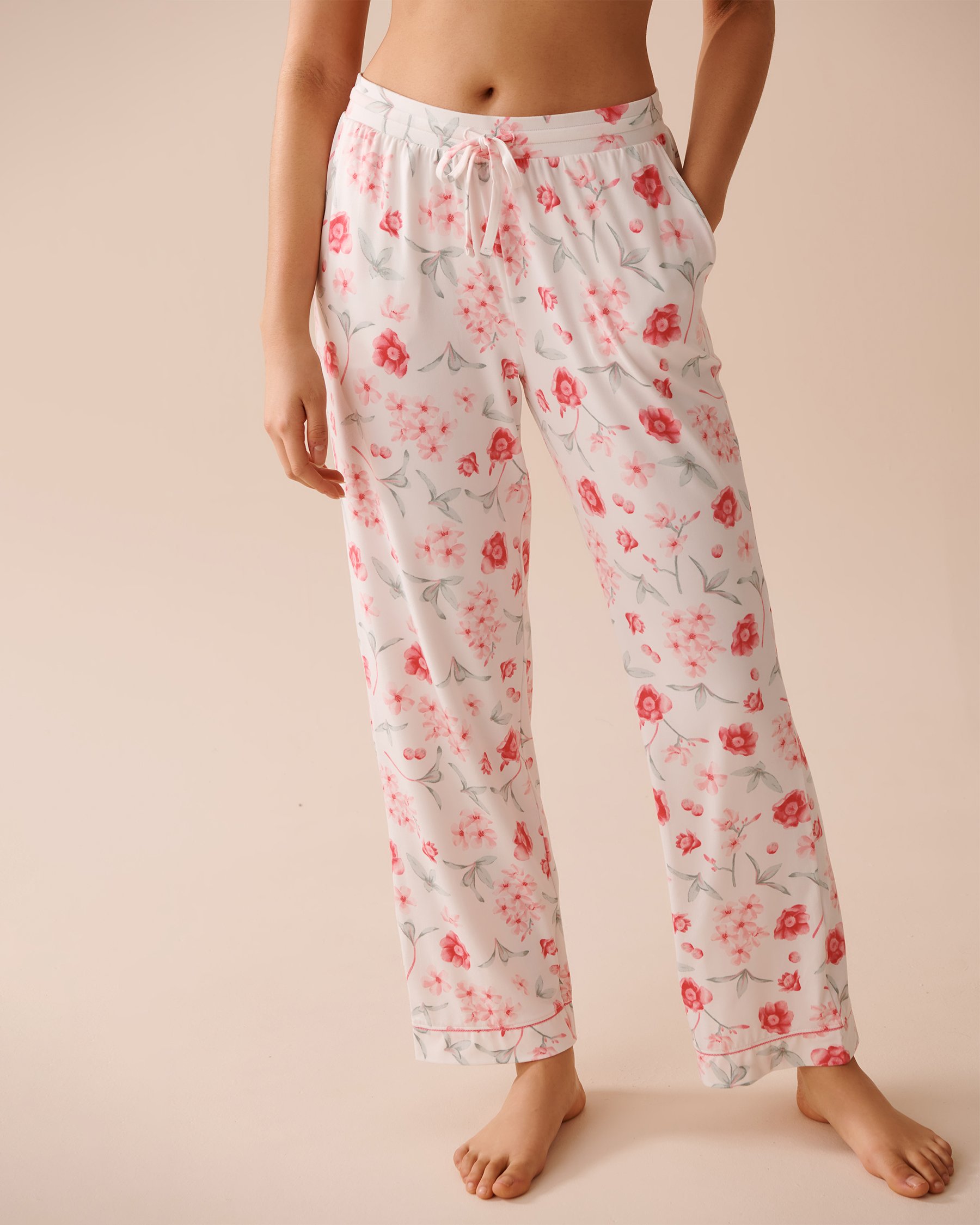 LA VIE EN ROSE Pantalon ultra doux à fleurs roses Jardin de fleurs roses 40200567 - View1
