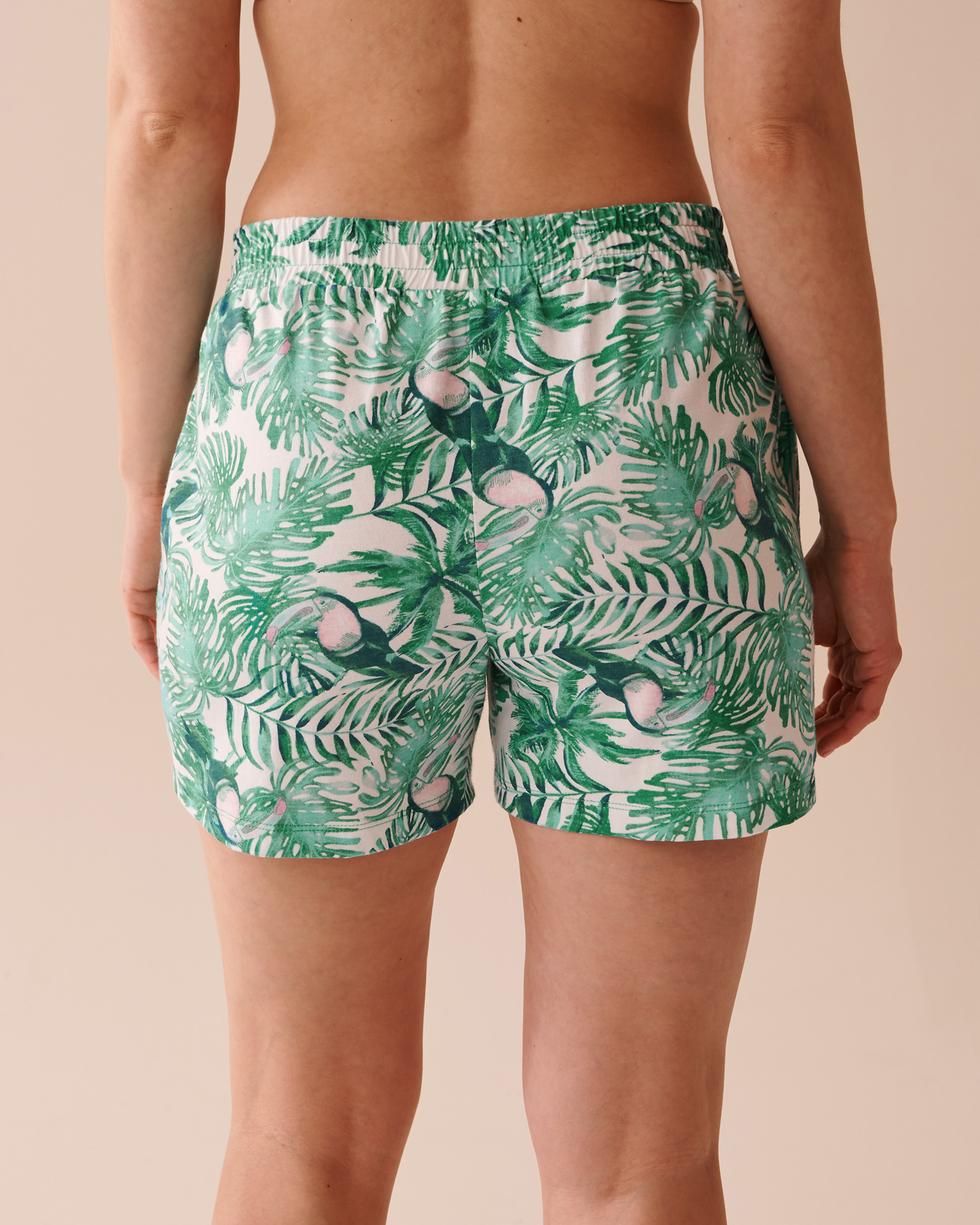 LA VIE EN ROSE Tropical Print Cotton Pajama Shorts Tropical Toucan 40200574 - View2