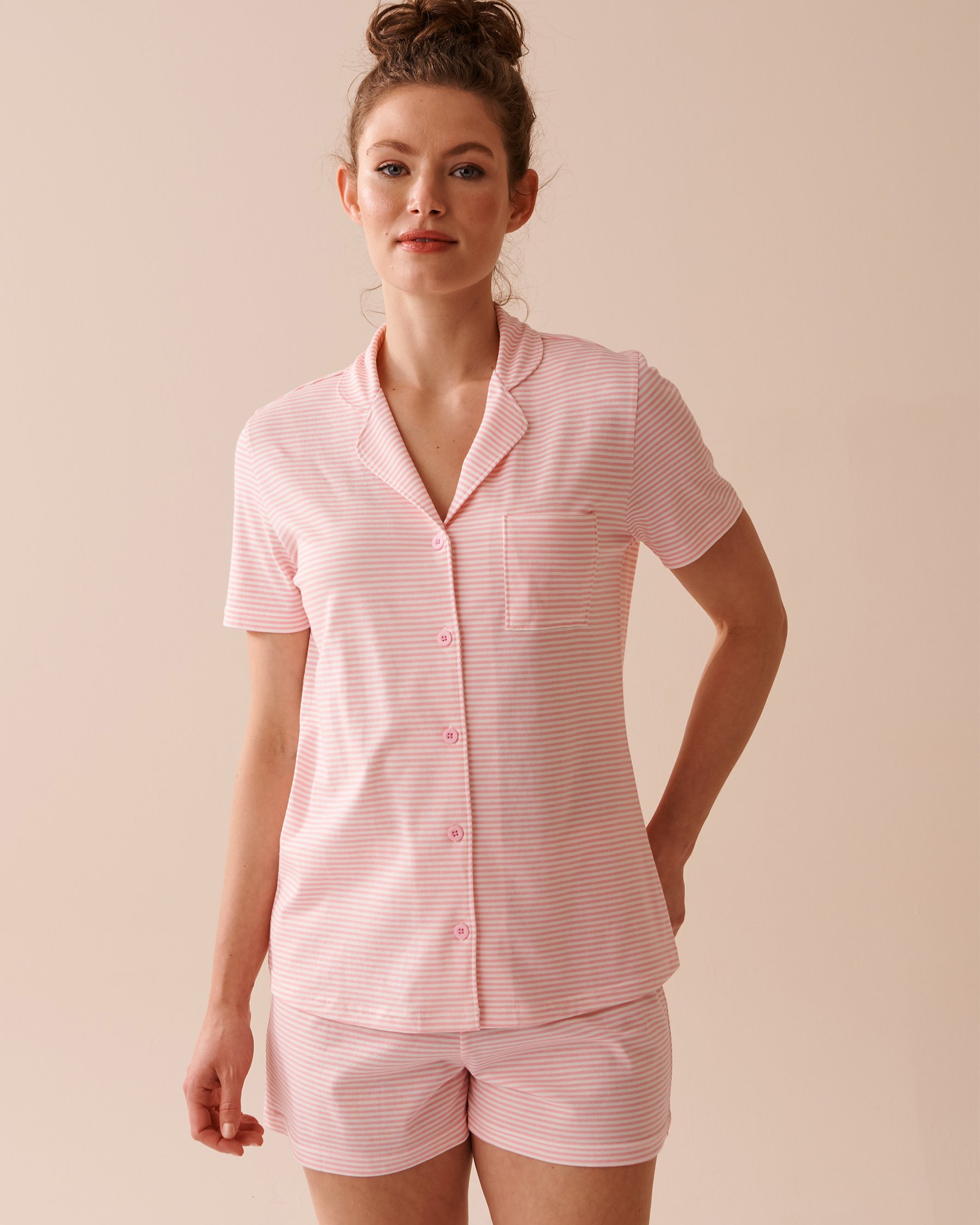 LA VIE EN ROSE Ensemble pyjama à rayures avec chemisier Rayures rose bonbon 40400066 - Voir1