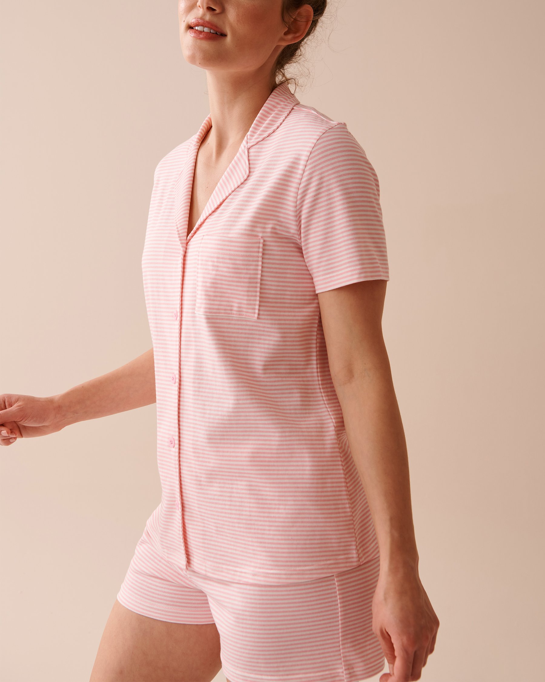 LA VIE EN ROSE Ensemble pyjama à rayures avec chemisier Rayures rose bonbon 40400066 - Voir3