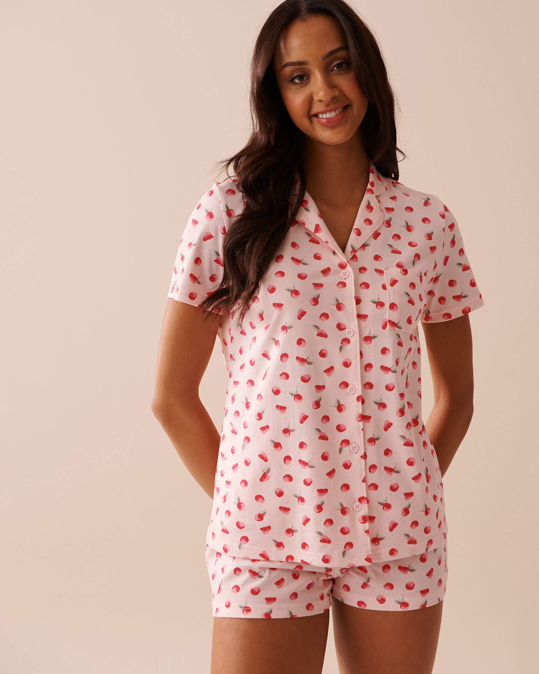 LA VIE EN ROSE Raspberry Print Shirt PJ Set Raspberries 40400066 - View1
