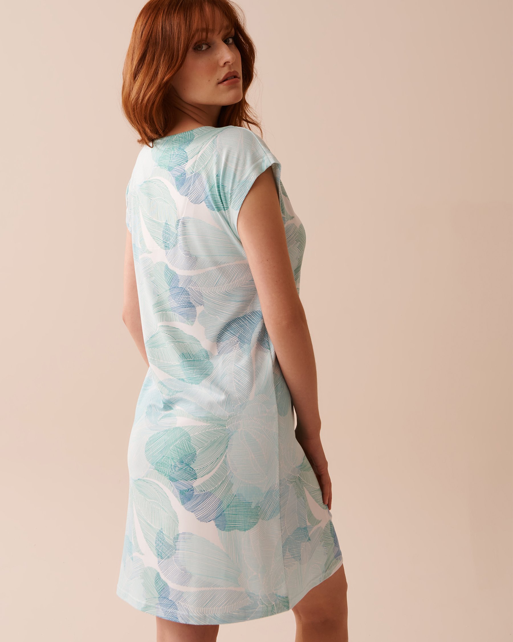 LA VIE EN ROSE Abstract Floral Print Super Soft Sleepshirt Blue Linear Garden 40500352 - View2
