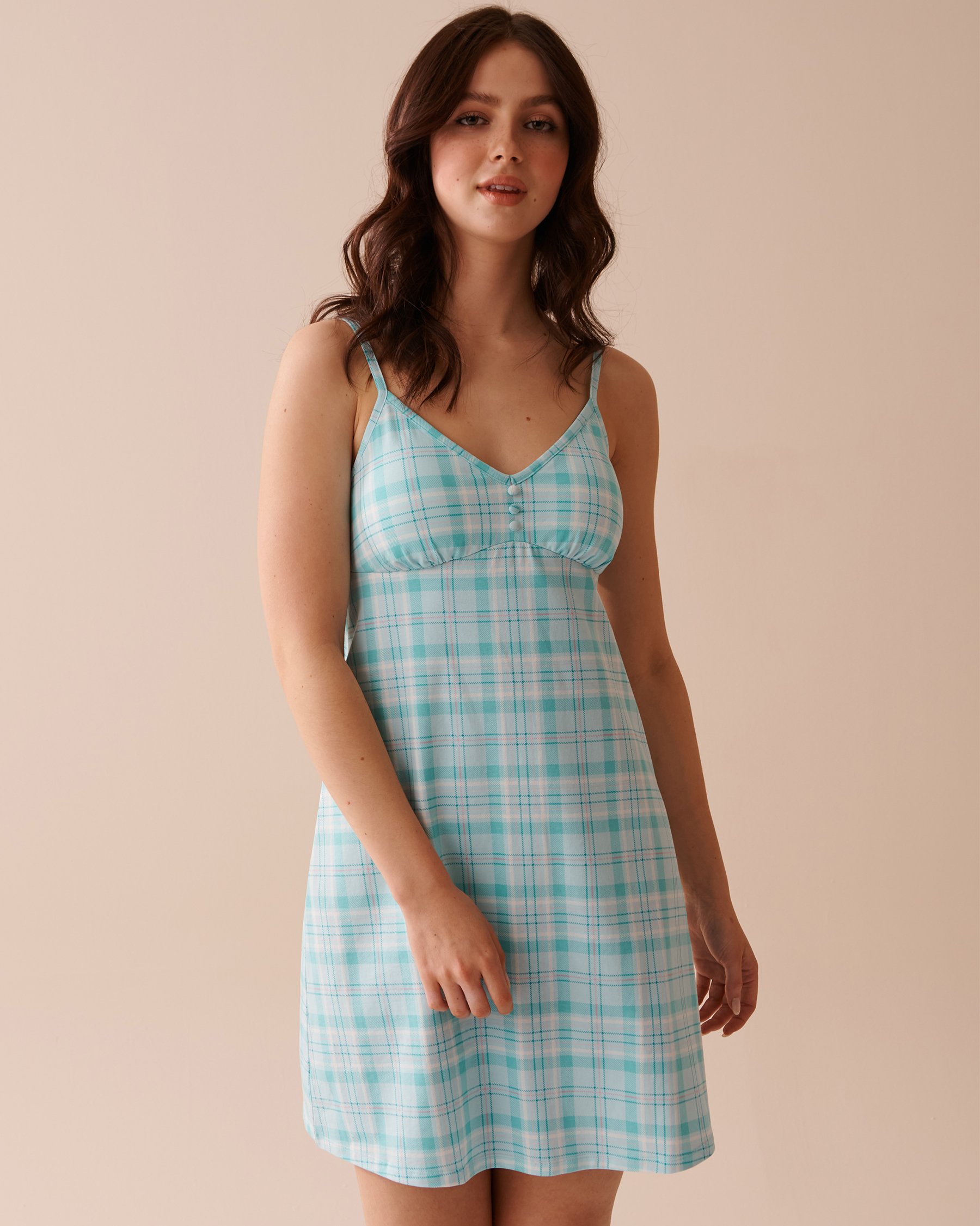 LA VIE EN ROSE Striped Cotton Nightie Icy Blue Stripes 40500356 - View1