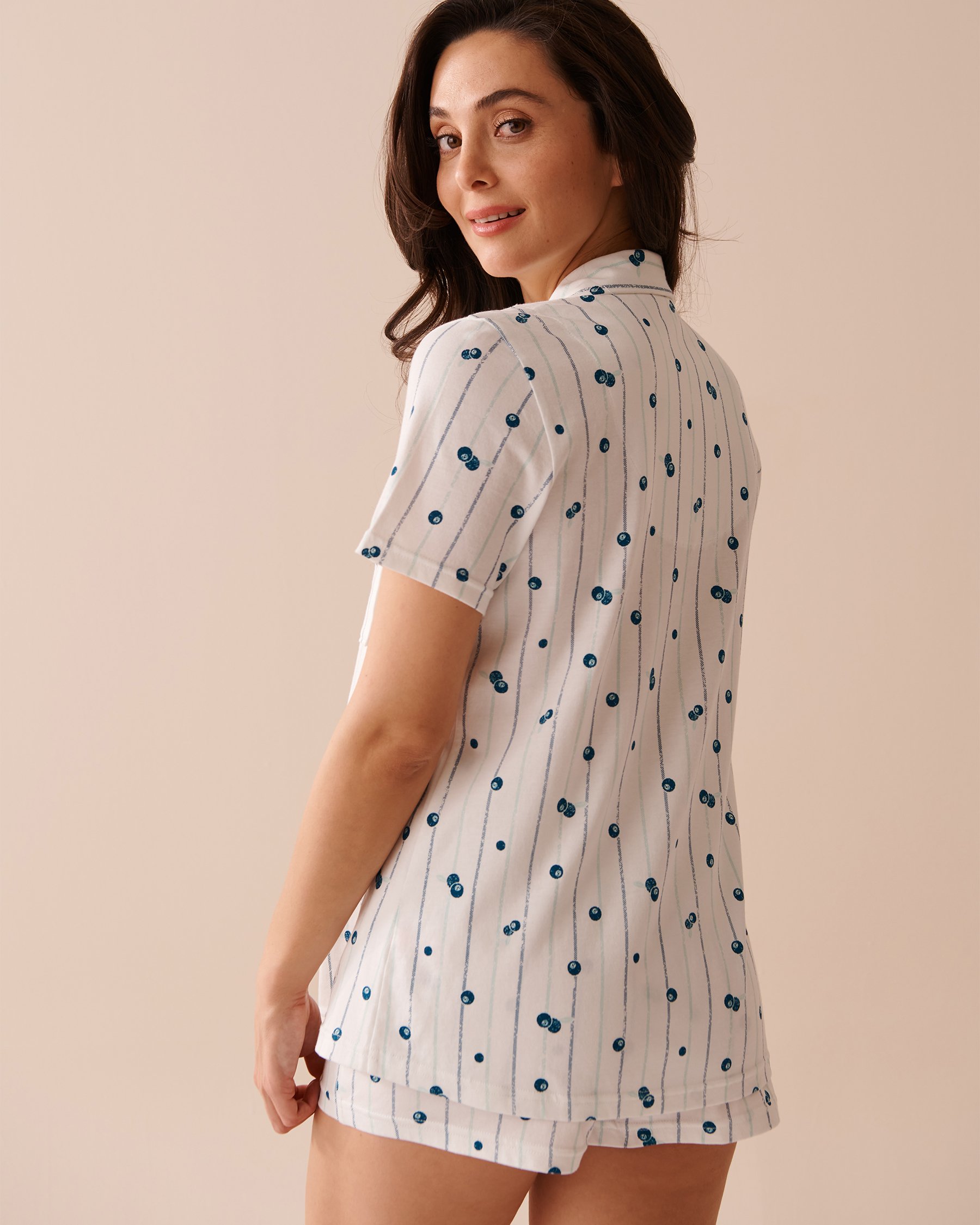 LA VIE EN ROSE Blueberry Print Shirt PJ Set Blueberry Stripes 40400066 - View2