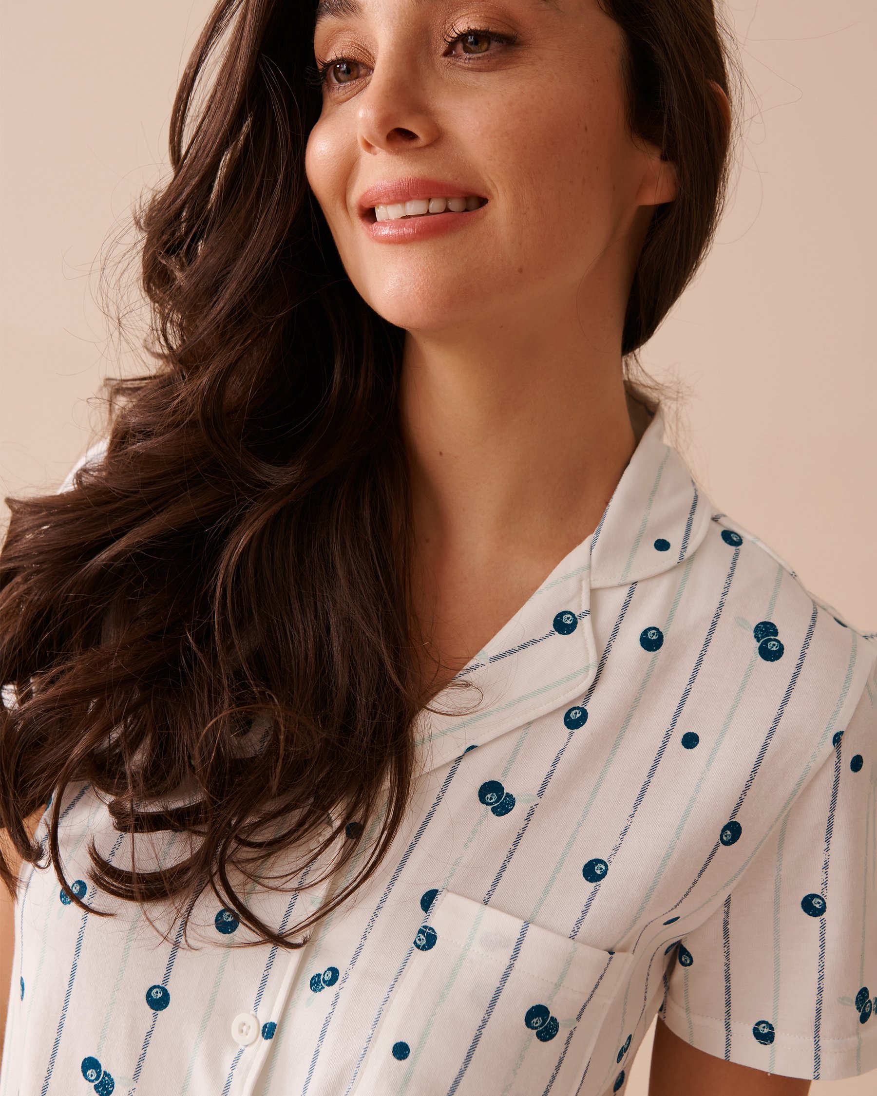 LA VIE EN ROSE Blueberry Print Shirt PJ Set Blueberry Stripes 40400066 - View4