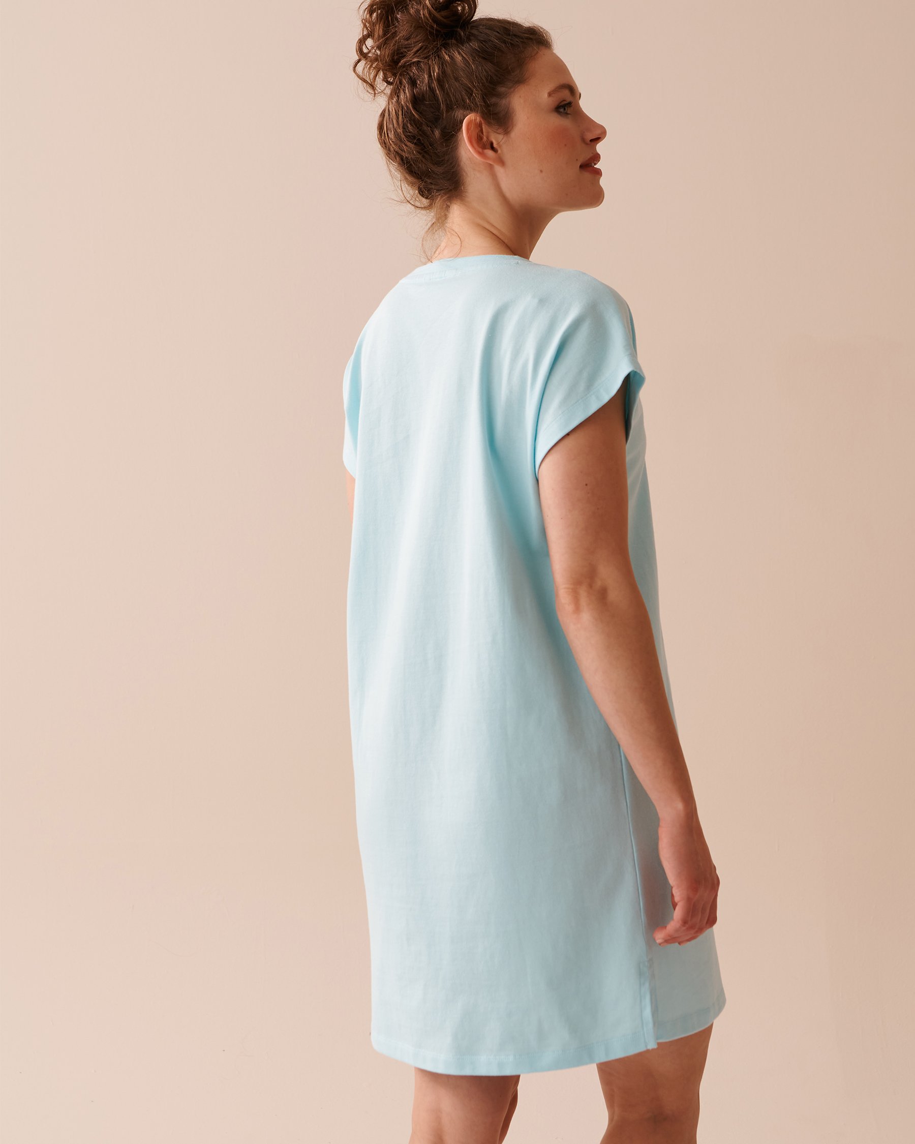 LA VIE EN ROSE Cotton Short Sleeve Sleepshirt Icy Blue 40500358 - View2
