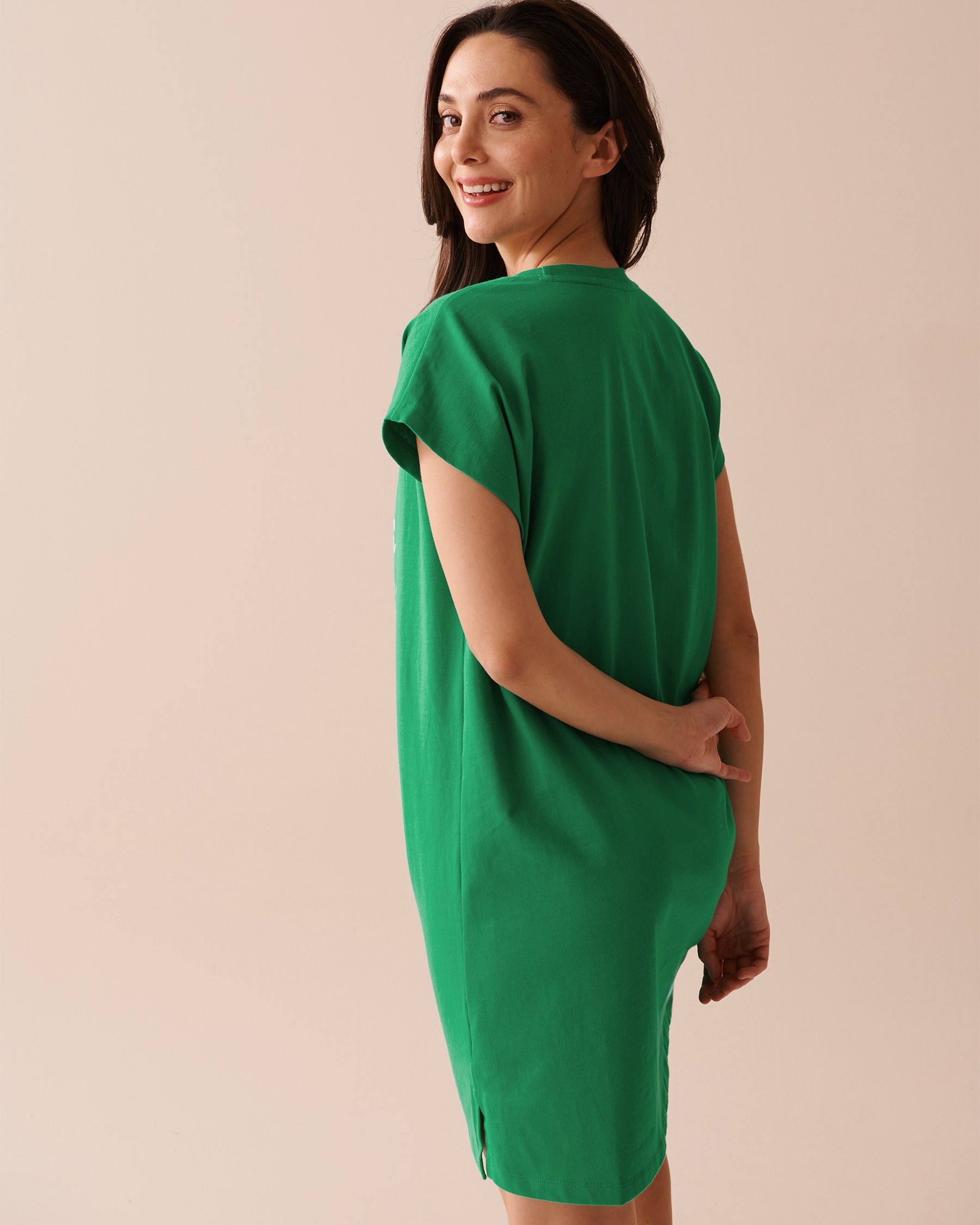 LA VIE EN ROSE Cotton Short Sleeve Sleepshirt Tropical Green 40500358 - View2