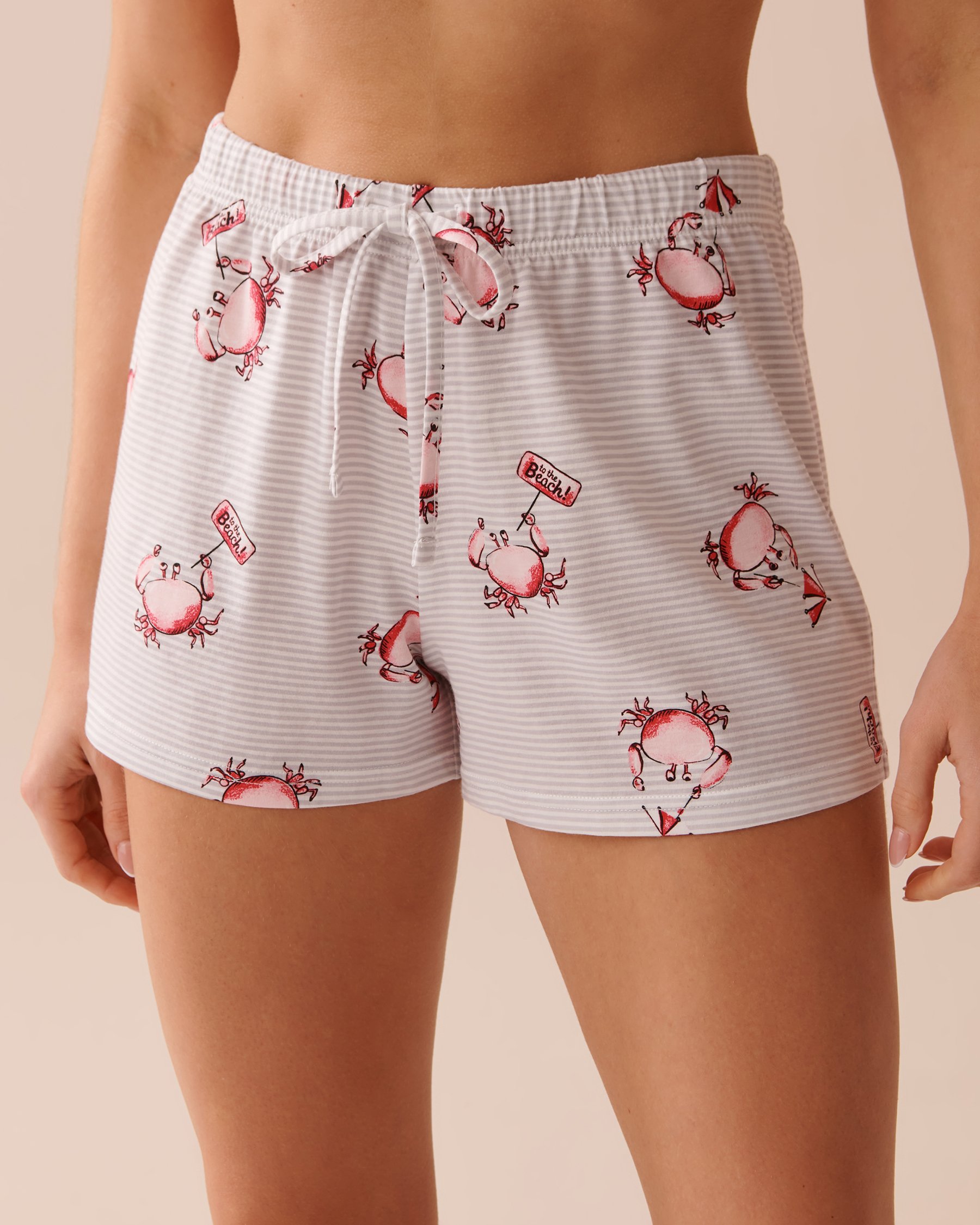 LA VIE EN ROSE Crab Print Shirt PJ Set Crab Stripes 40400066 - View4